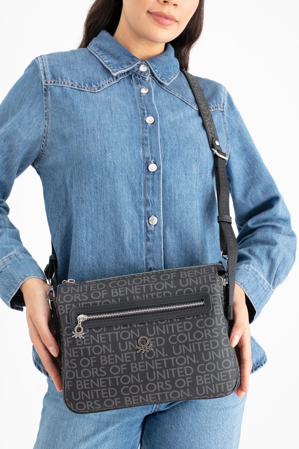 Benetton Çapraz Çanta Siyah BNT 1637