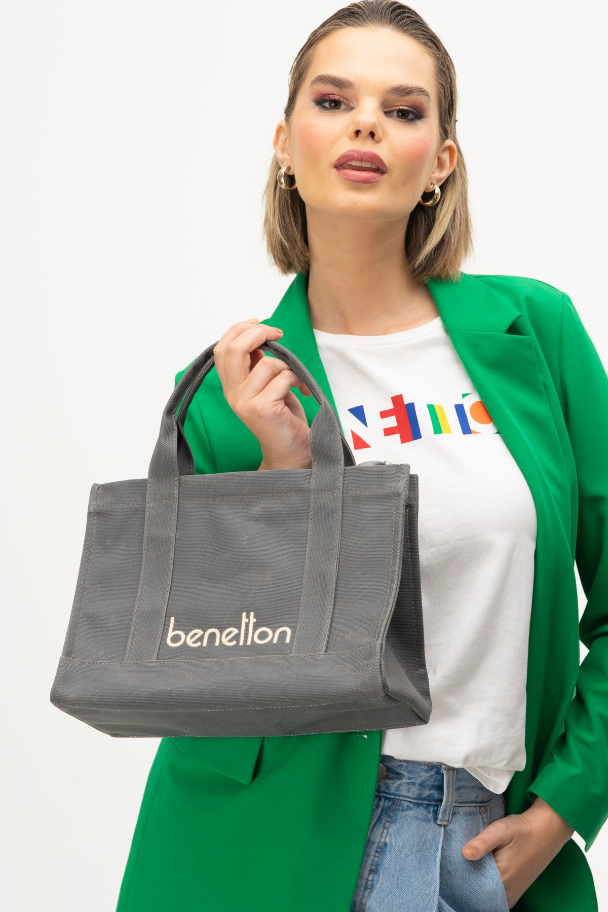 Benetton El Çantası Gri BNT 1373