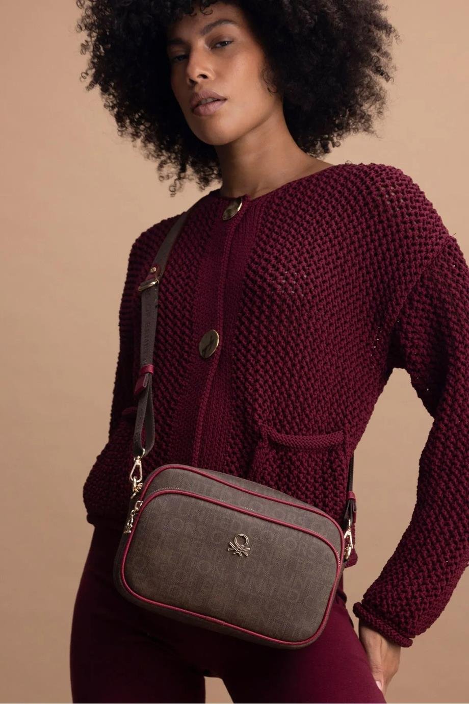 Benetton Çapraz Çanta Kahve-Bordo BNT 1398