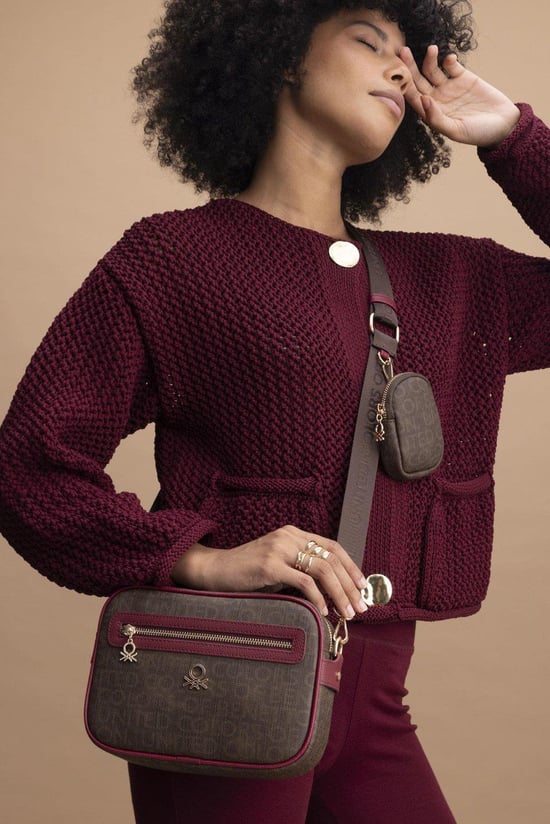 Benetton Çapraz Çanta Kahve-Bordo BNT 1385