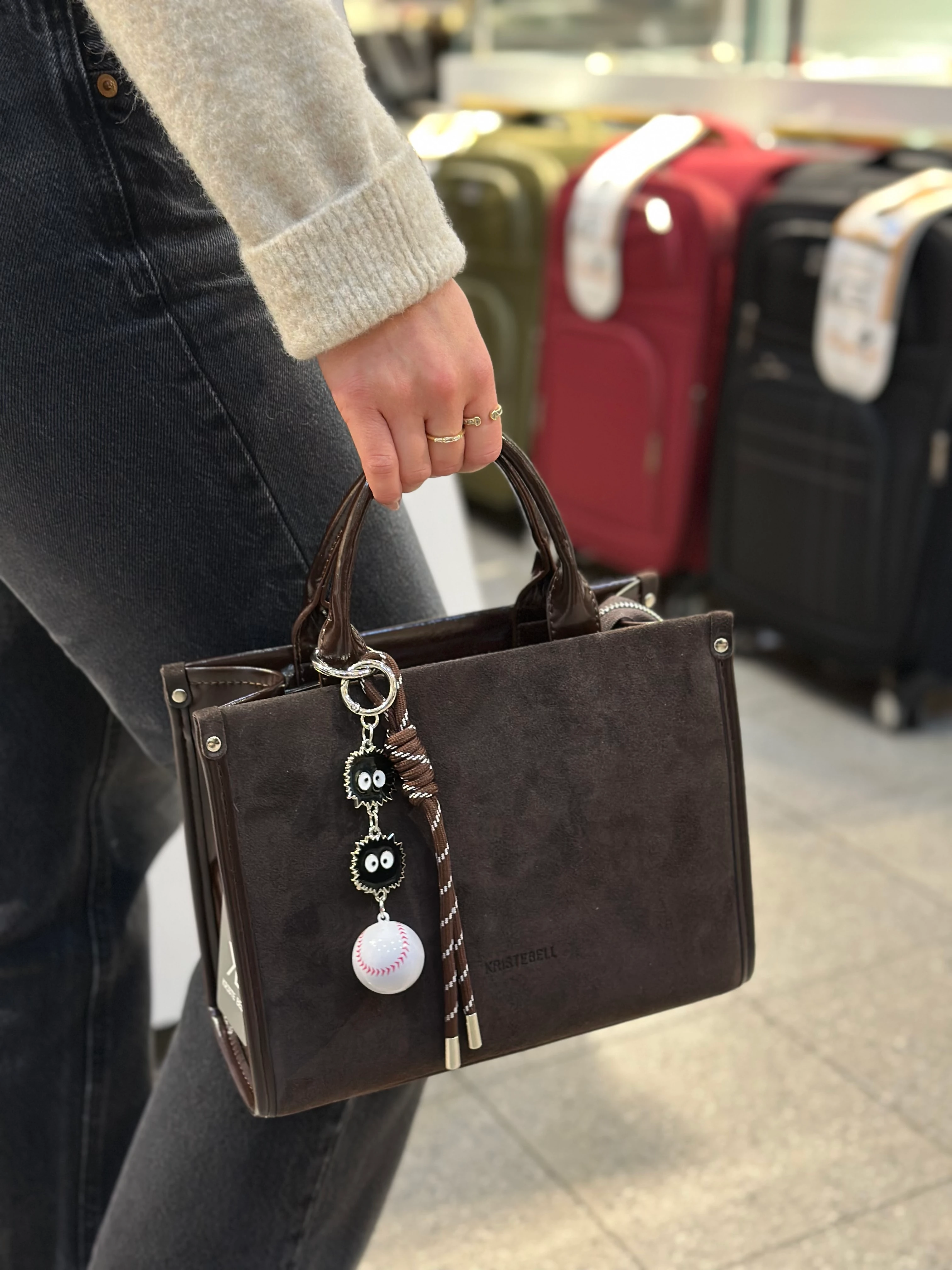 Krıste Bell Hakiki Süet Kahverengi El Çantası