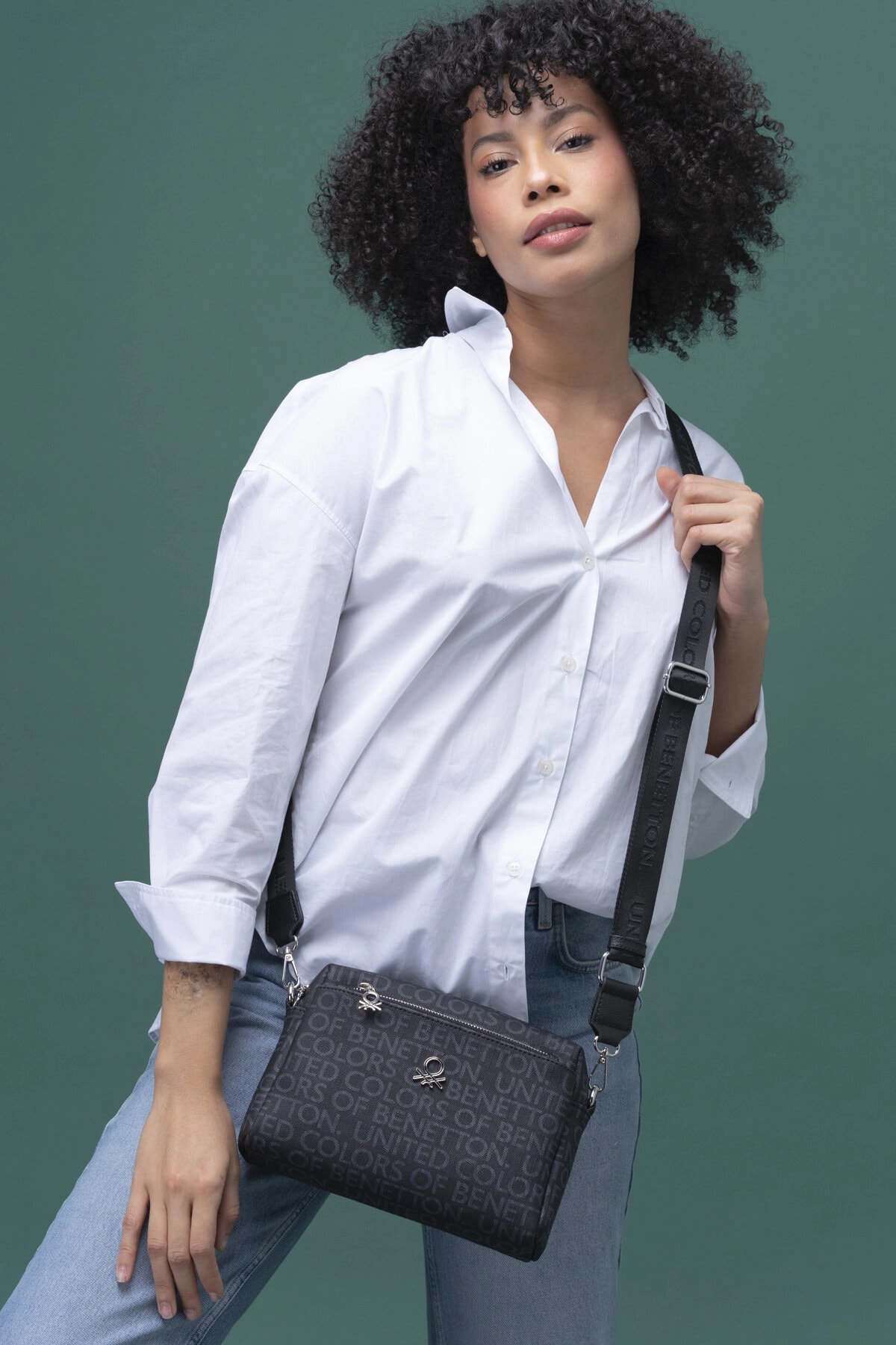 Benetton Çapraz Çanta Siyah BNT 1288