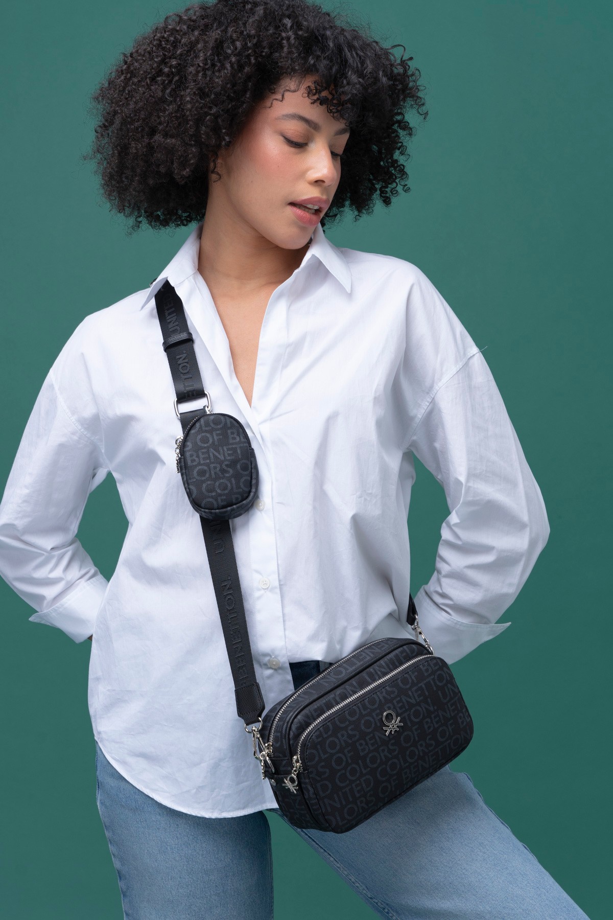 Benetton Çapraz Çanta Siyah BNT 1292