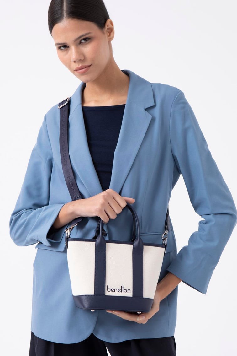 Benetton El Çantası Bej-Lacivert BNT 1539
