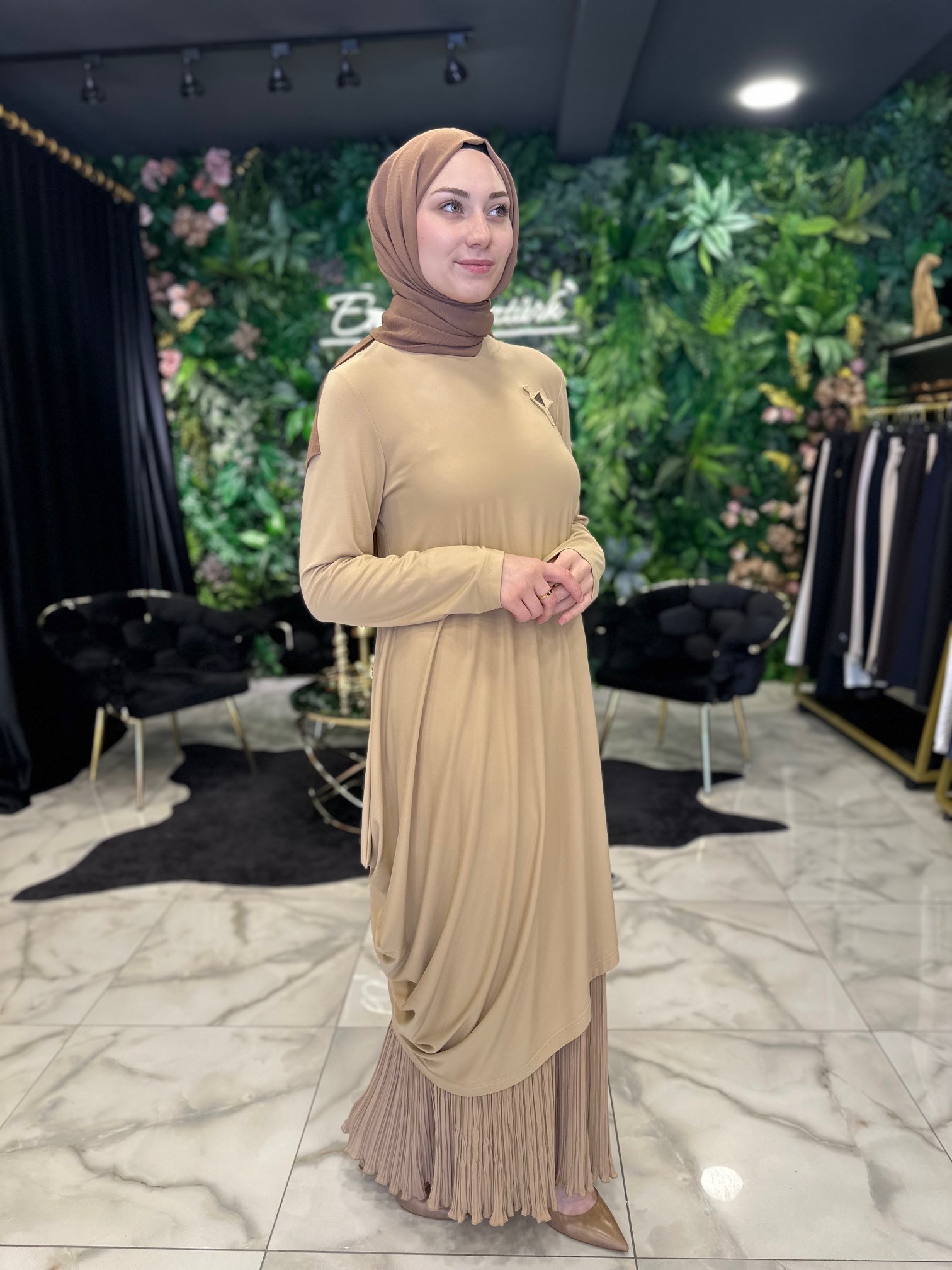 MORİYA ELBİSE 85022 - BEJ