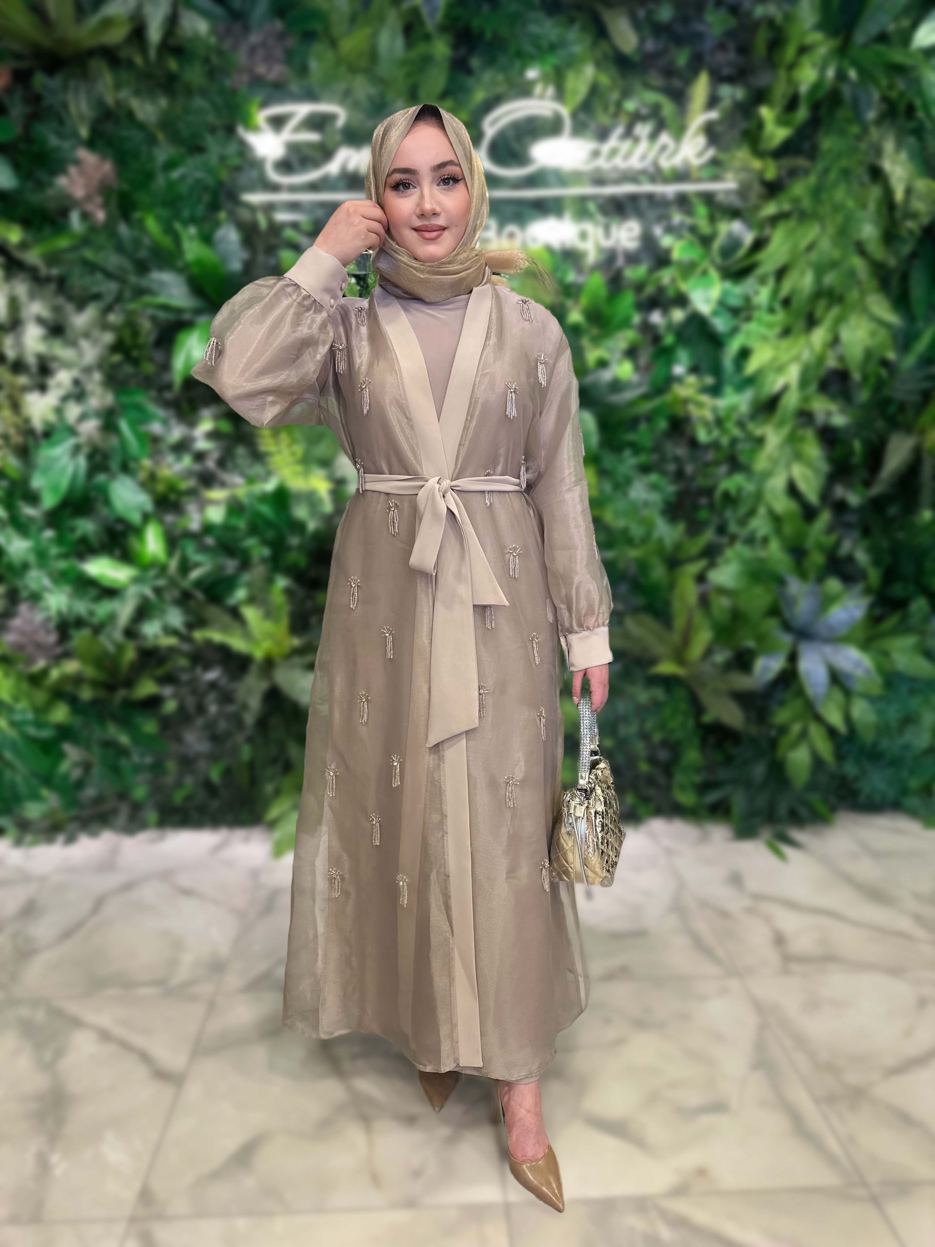ETRUCCİ ORGANZE BEJ ABAYA 6217 