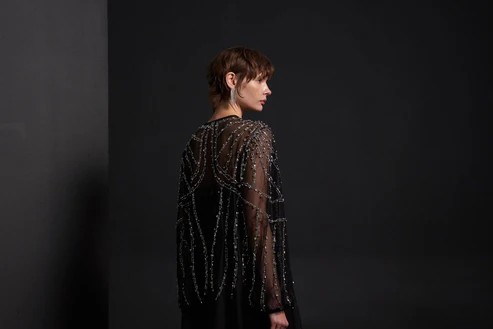 ETRUCCİ TAŞLI TÜL ABAYA 6184