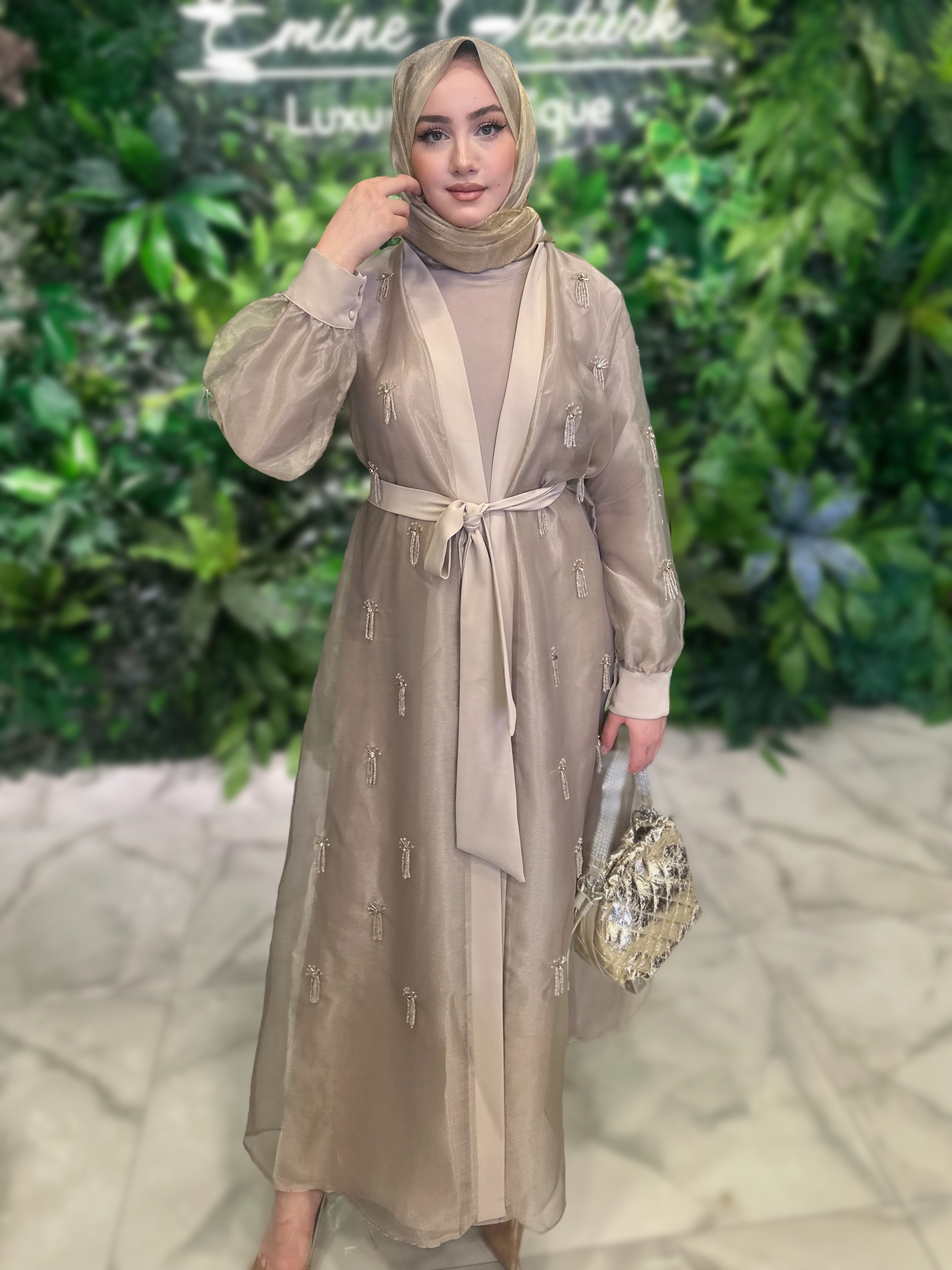 ETRUCCİ ORGANZE BEJ ABAYA 6217 
