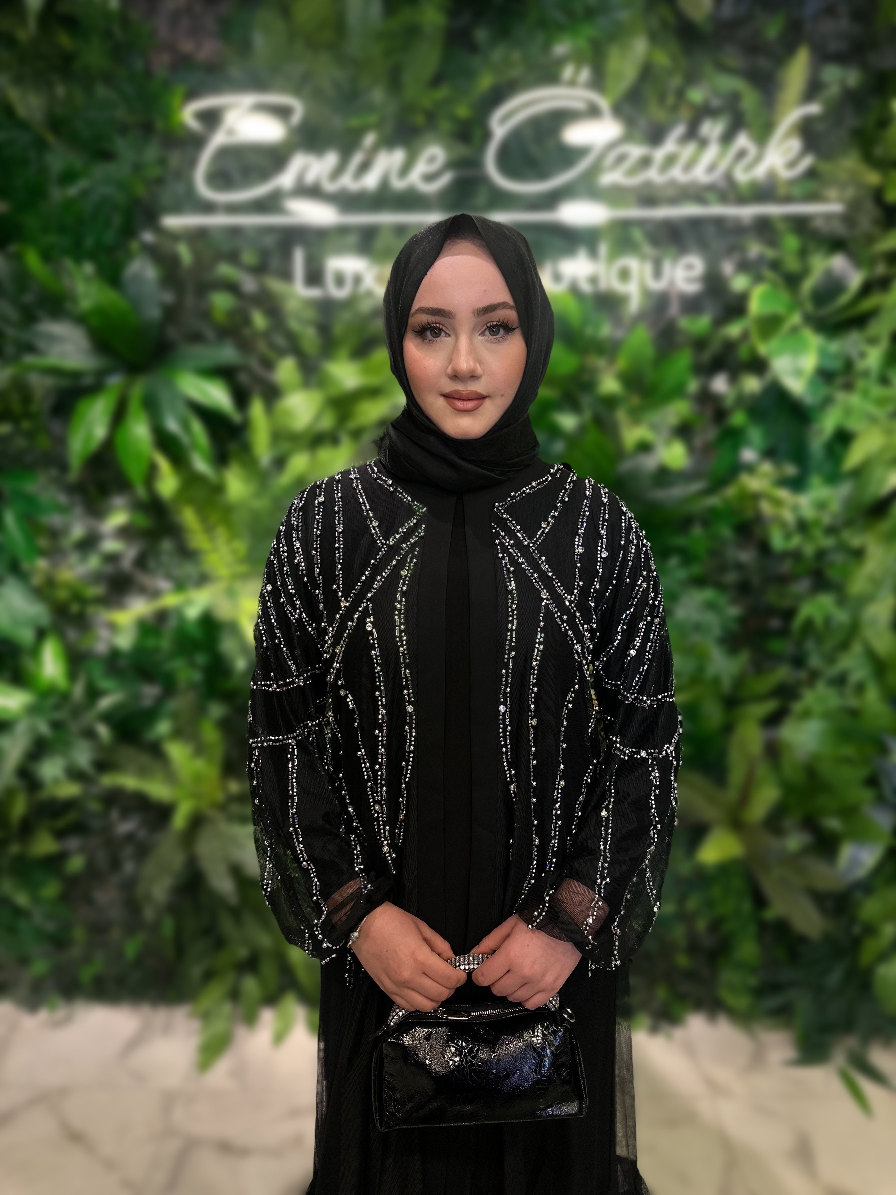 ETRUCCİ TAŞLI TÜL ABAYA 6184