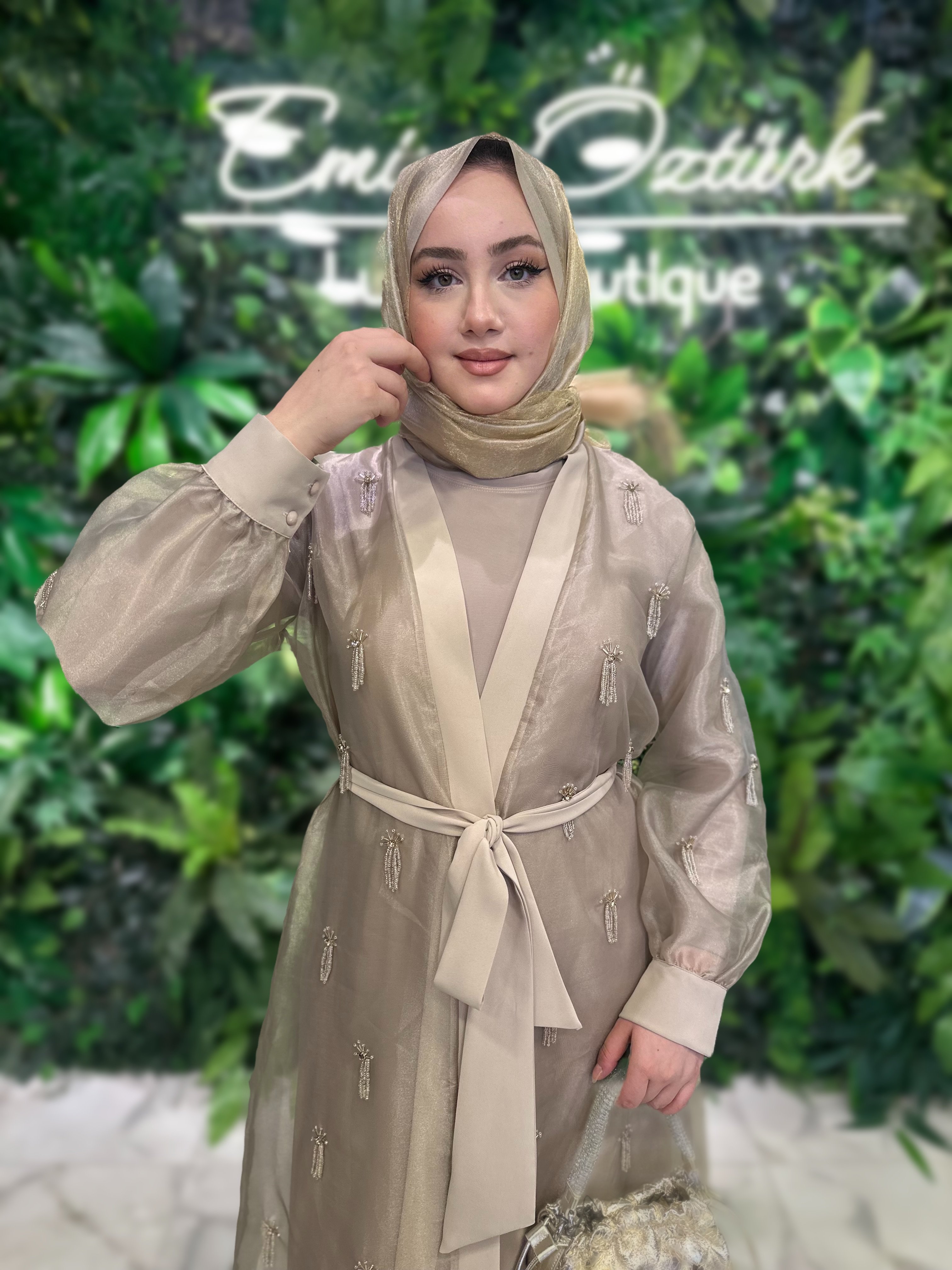ETRUCCİ ORGANZE BEJ ABAYA 6217 