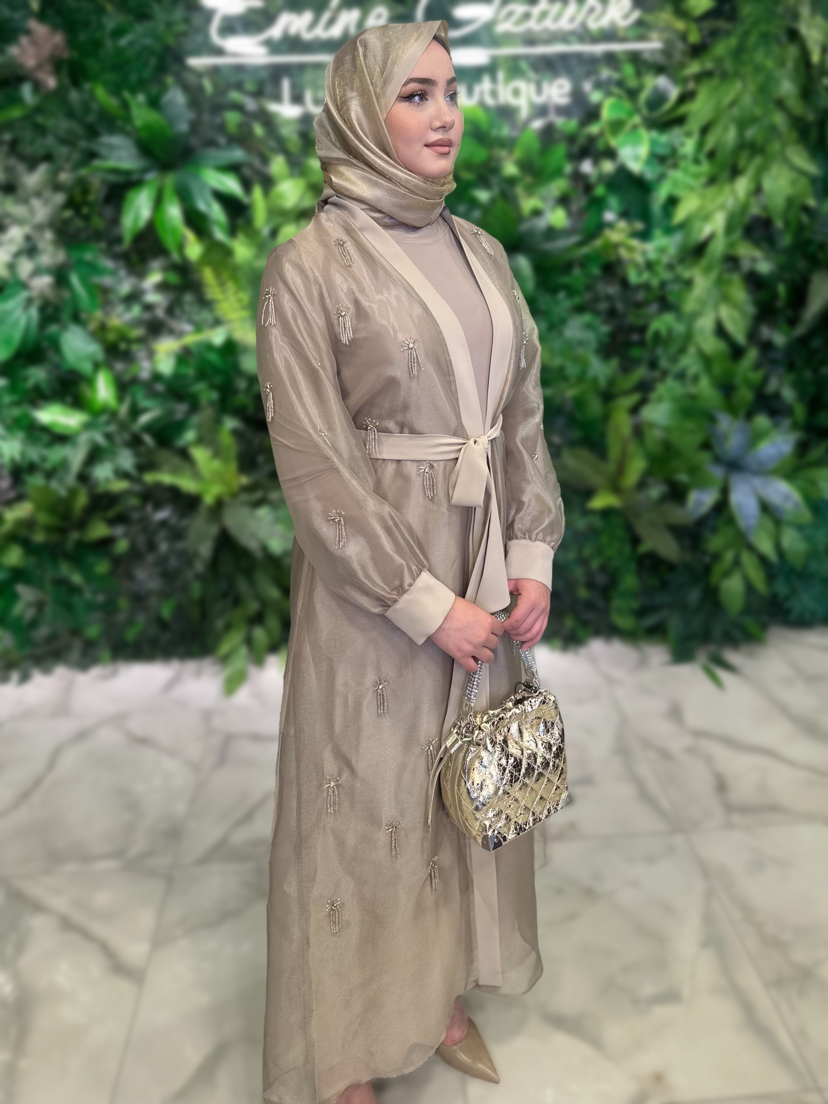 ETRUCCİ ORGANZE BEJ ABAYA 6217 