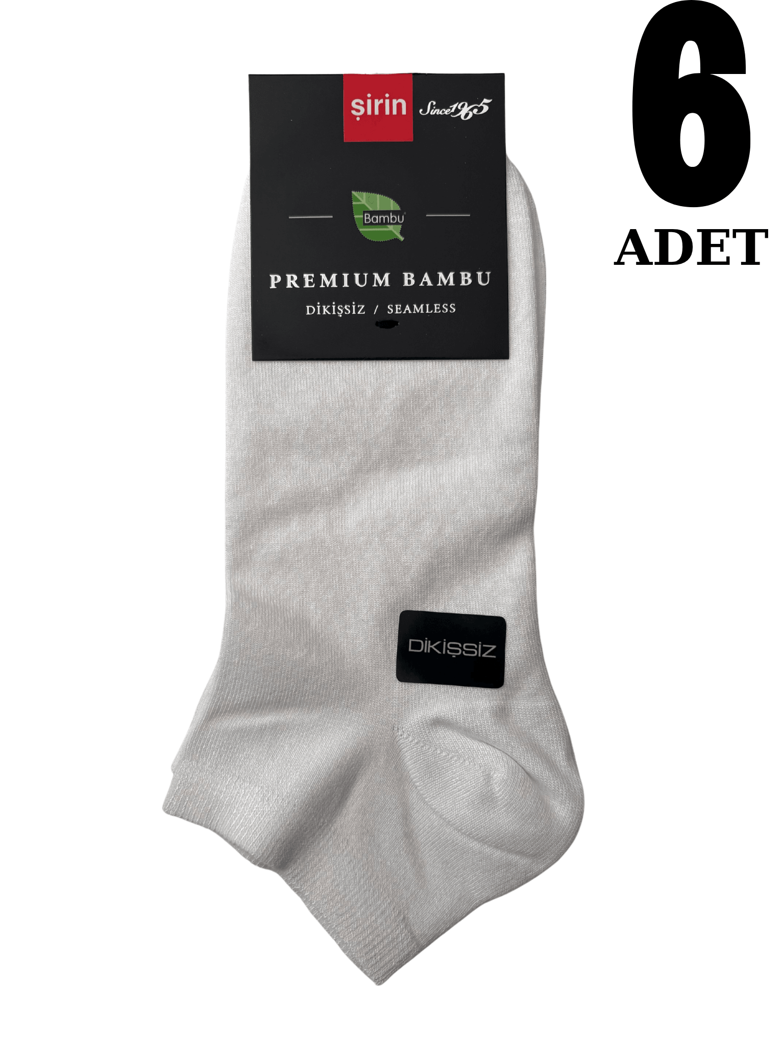 ŞİRİN ERKEK BAMBU PATİK ÇORAP 6 ADET - BEYAZ