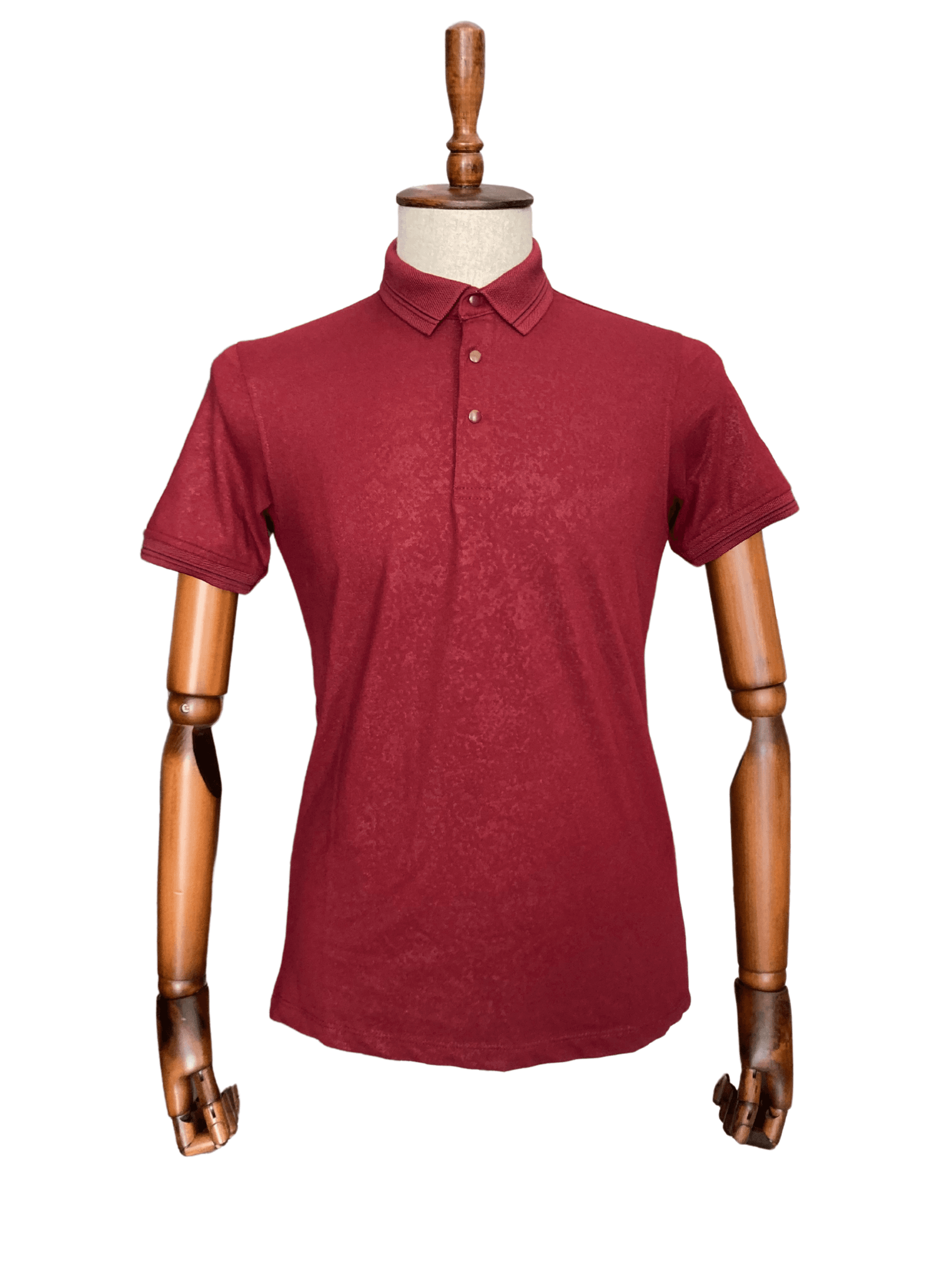 Polo Yaka Desenli Çıt Çıt Kapamalı Tişört - Bordo