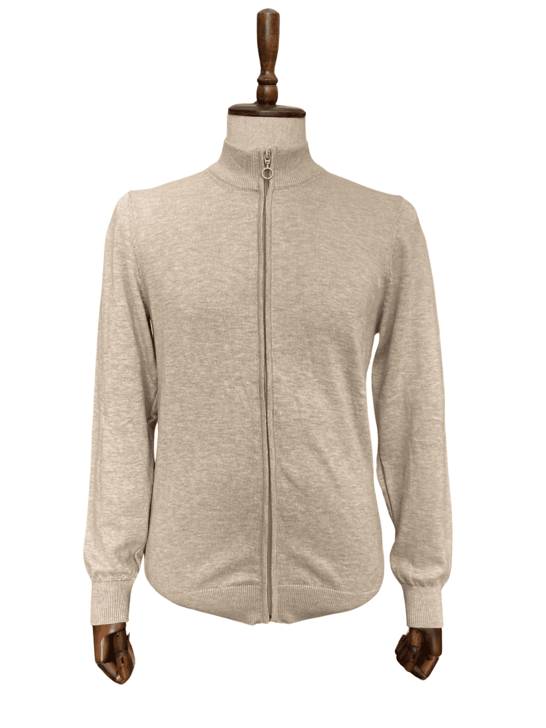 Erkek Fermuarlı Slim Fit Hırka - Bej