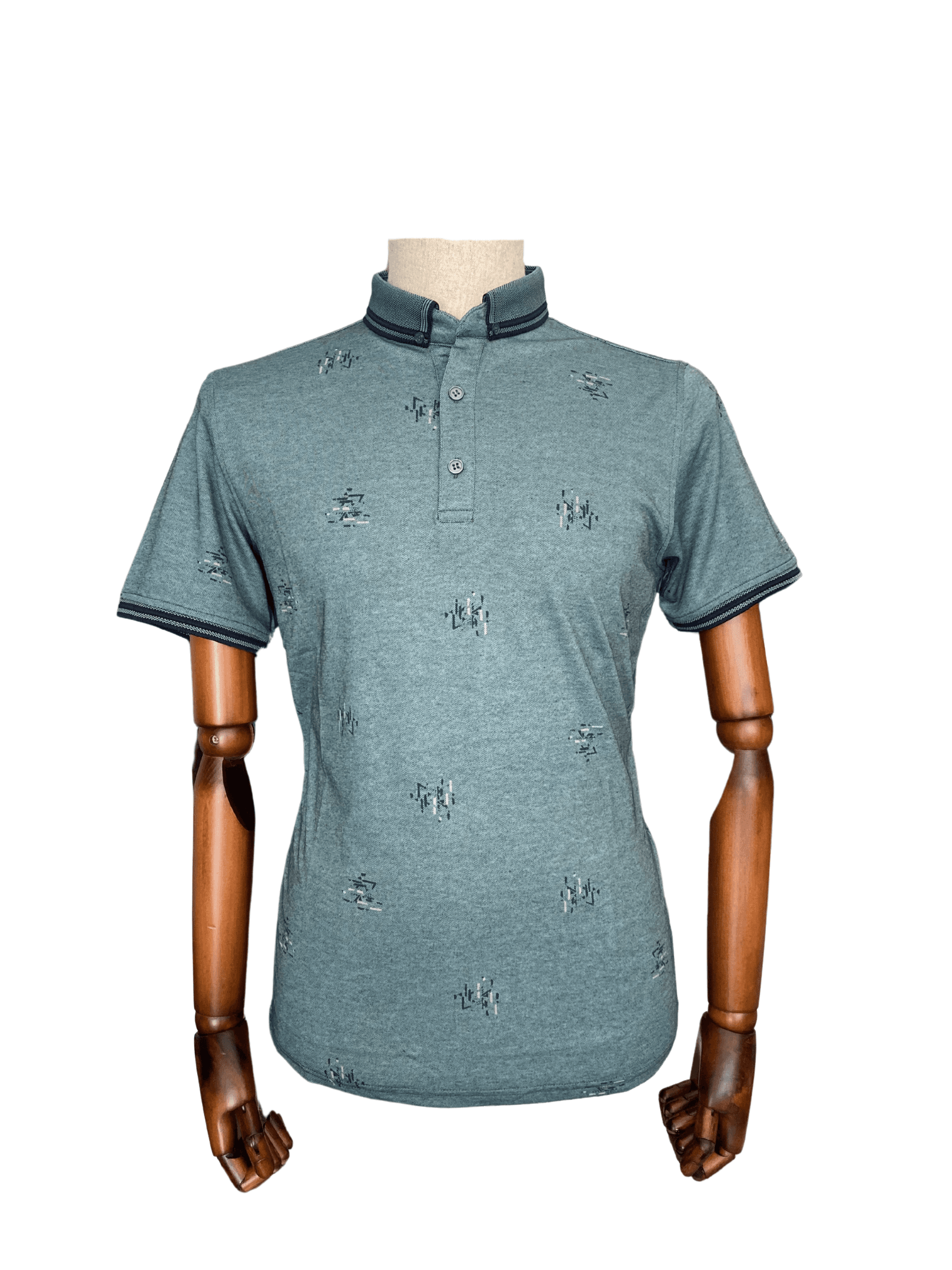 Polo Yaka Desenli Tişört - YEŞİL