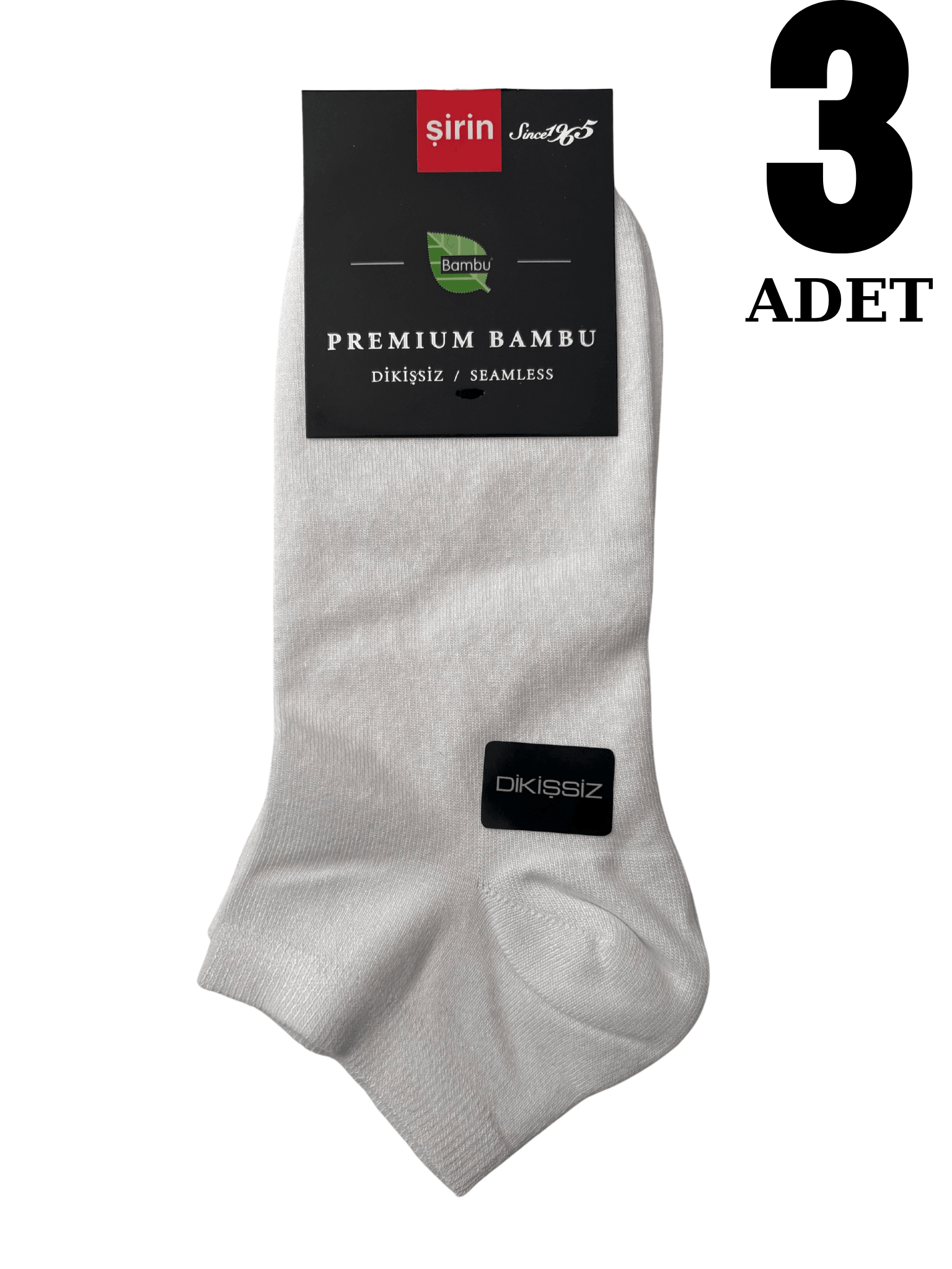 ŞİRİN ERKEK BAMBU PATİK ÇORAP 3 ADET - BEYAZ