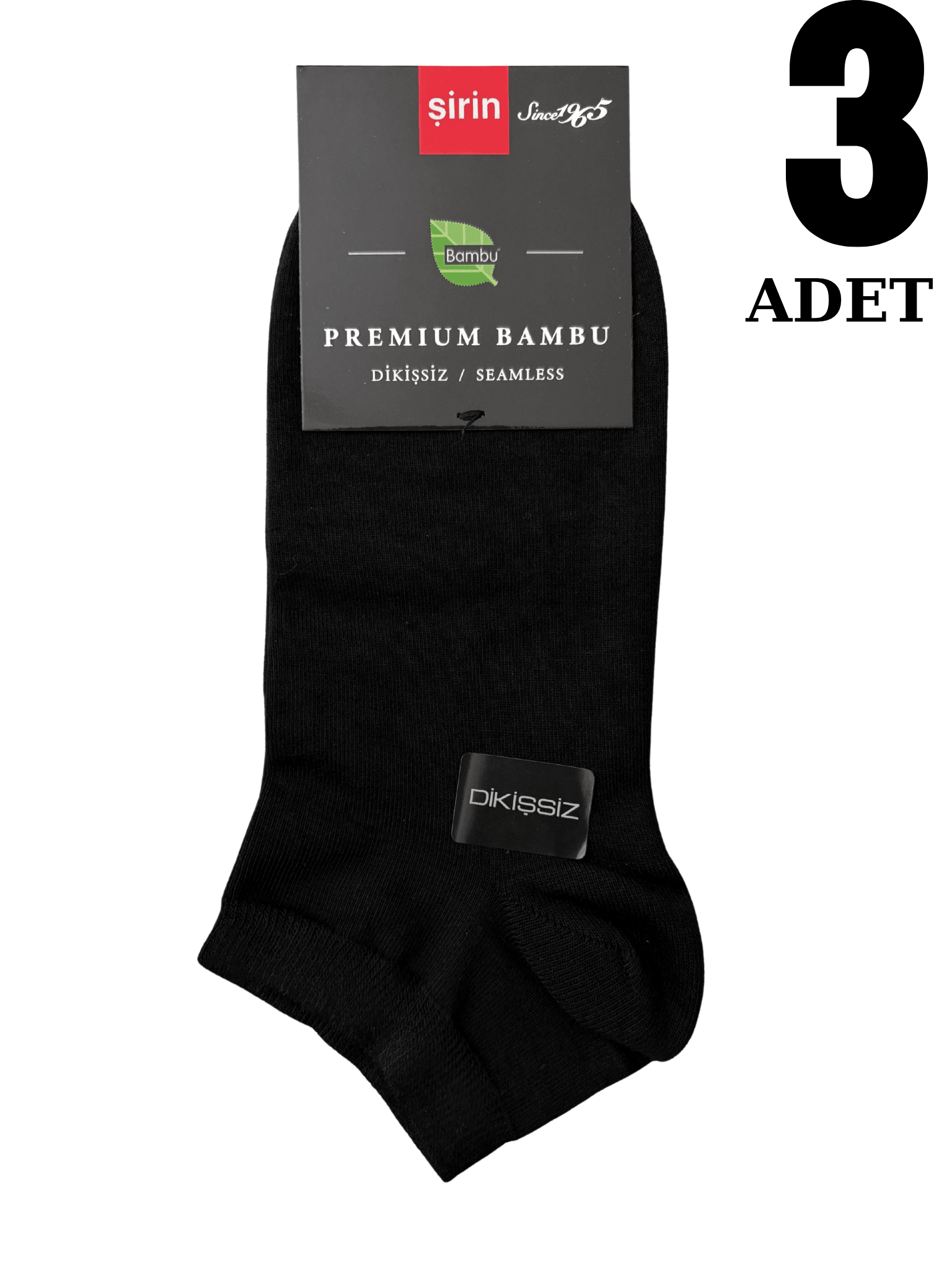 ŞİRİN ERKEK BAMBU PATİK ÇORAP 3 ADET - SİYAH