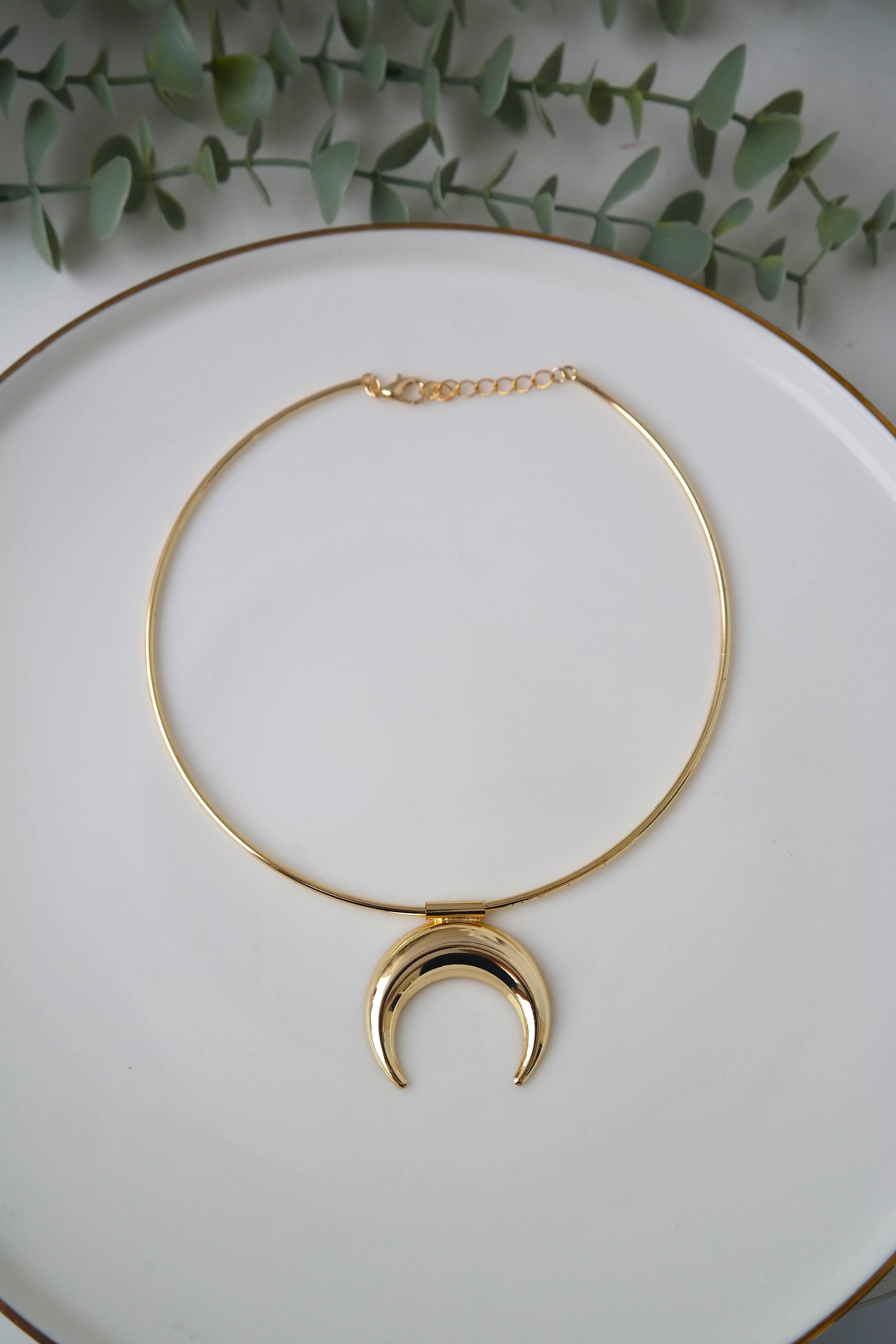 Çelik Choker Kolye 45 cm - Hilal