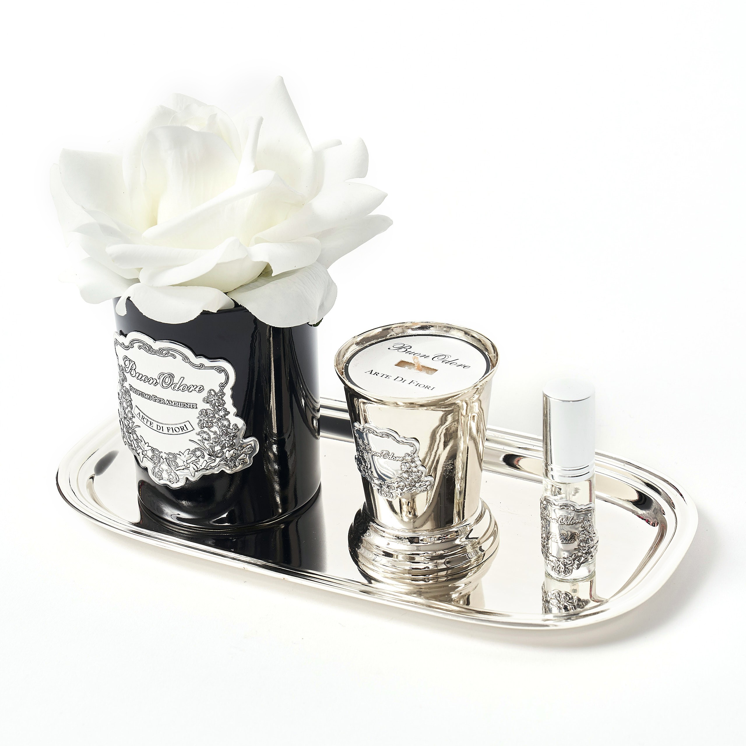 SİYAH  CAM SILVER SET BEYAZ ODA KOKUSU