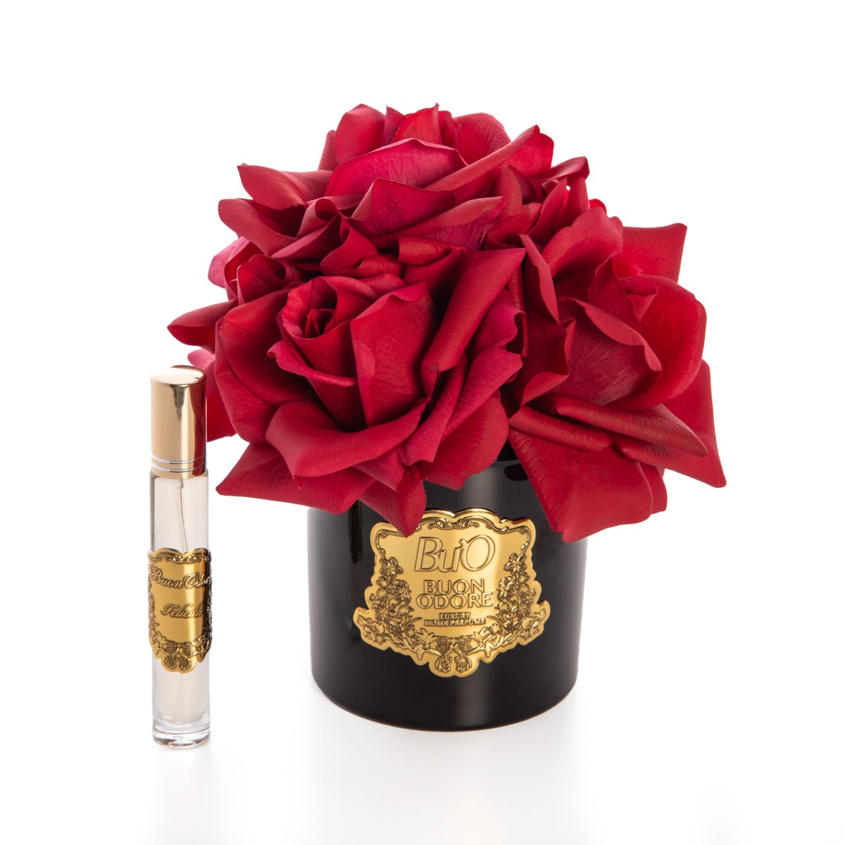Siyah Cam Gold 5 Gül Luxury Home Perfume - kırmızı