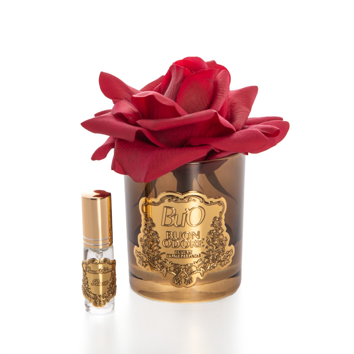 Amber Cam Gold Tek Gül Luxury Home Perfume - kırmızı