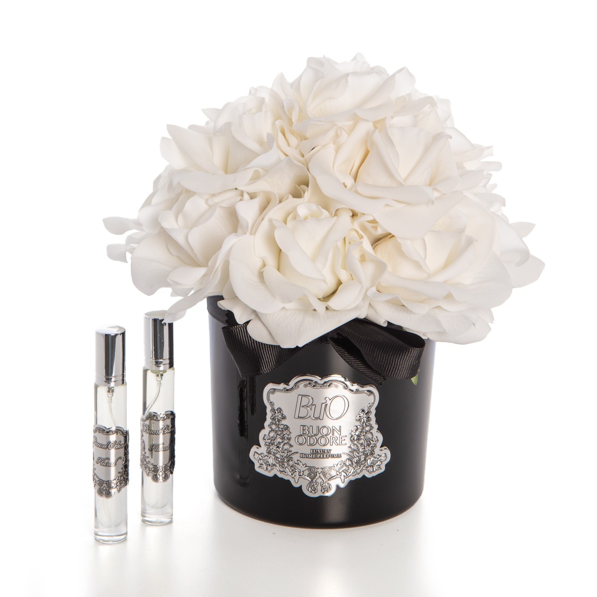 Siyah Cam Silver 14 Gül Luxury Home Perfume - beyaz