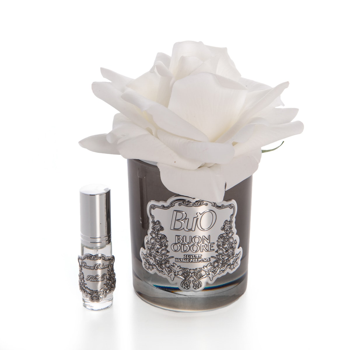 Füme Cam Silver Tek Gül Luxury Home Perfume - beyaz