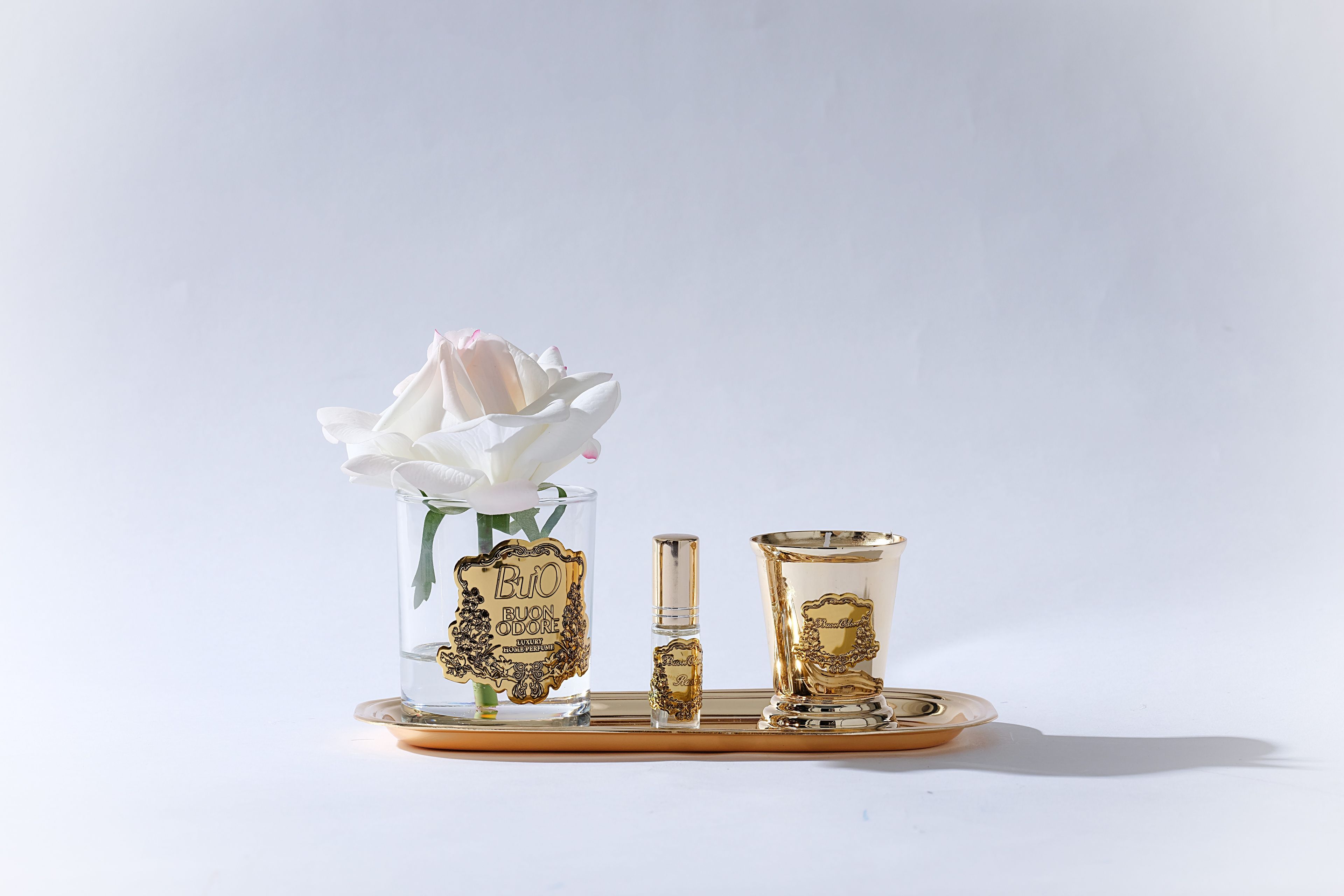 Gold Pirinç Mum ve Gül Set Luxury Home Perfume