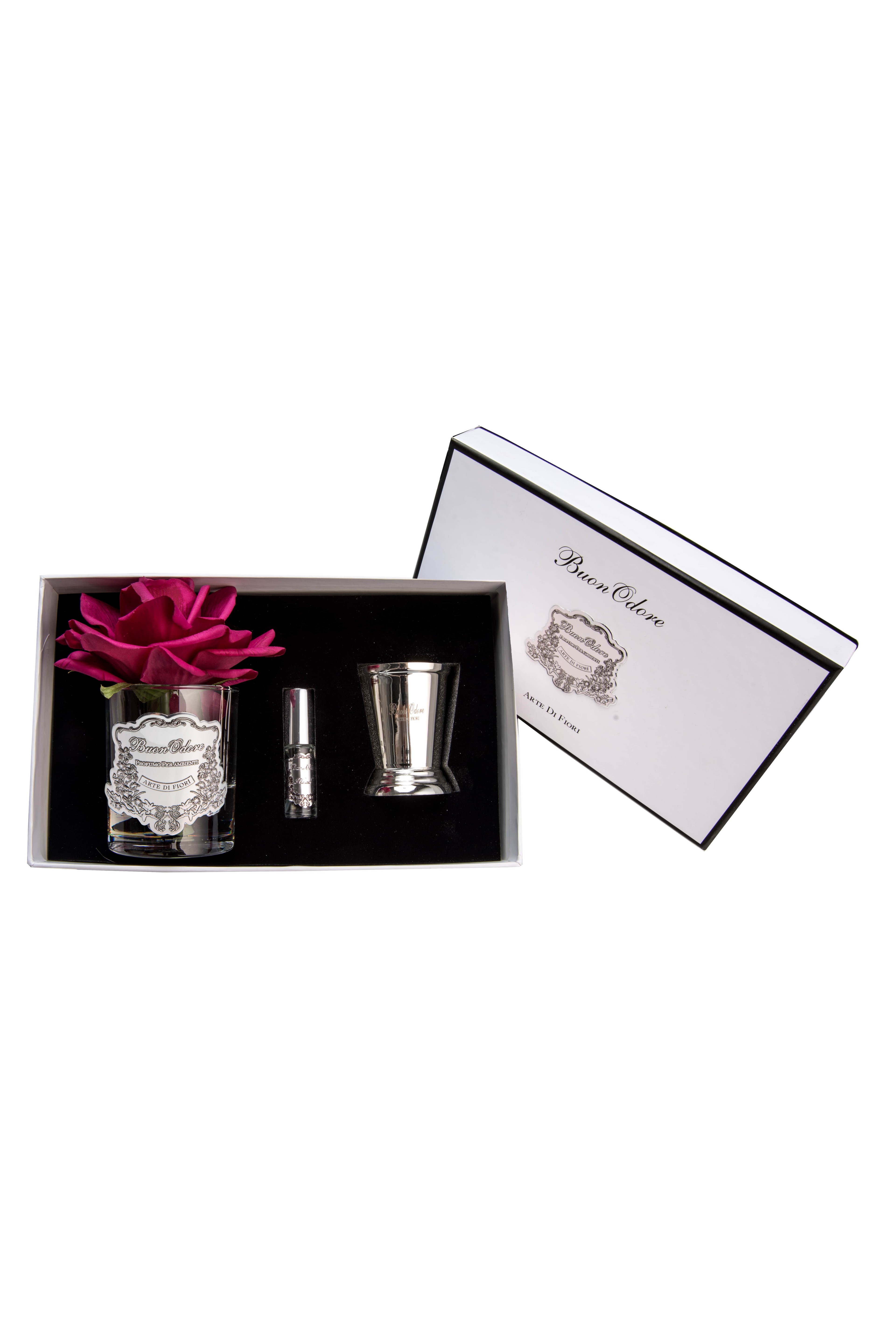 SİYAH CAM SILVER SET BORDO ODA KOKUSU