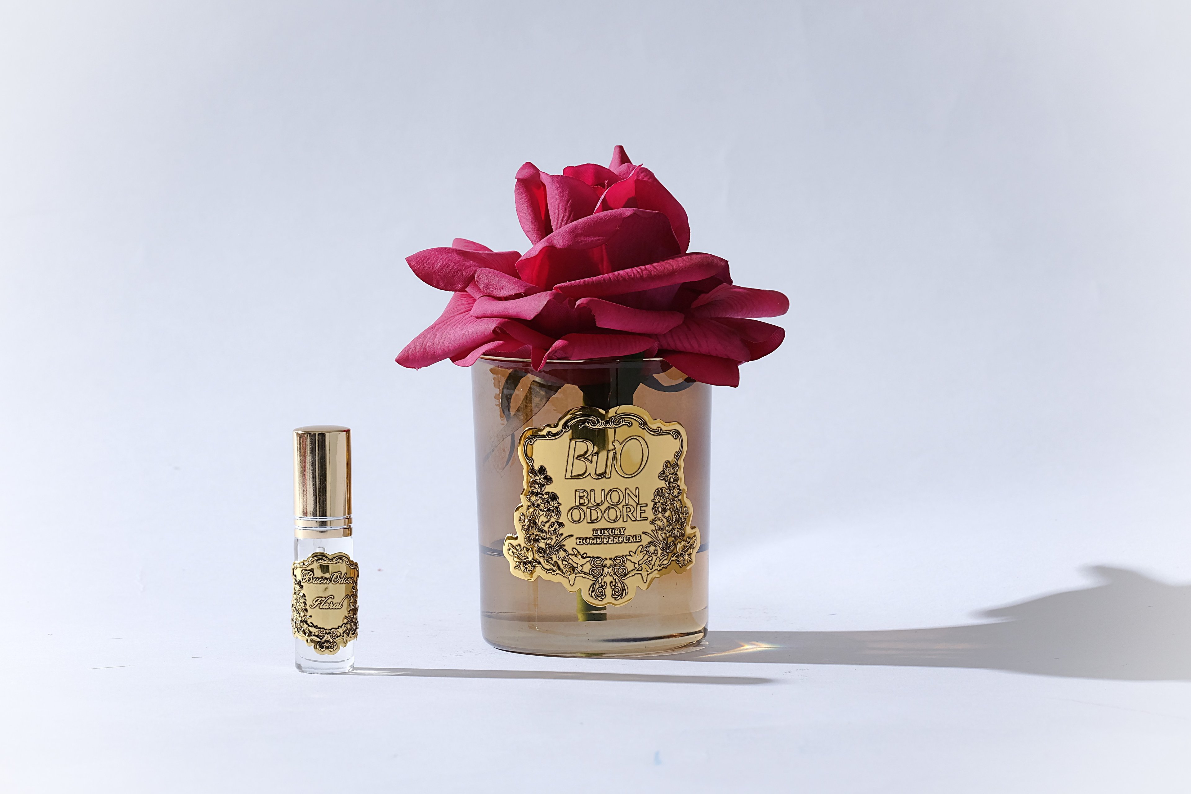 Amber Cam Gold Tek Gül Luxury Home Perfume - bordo