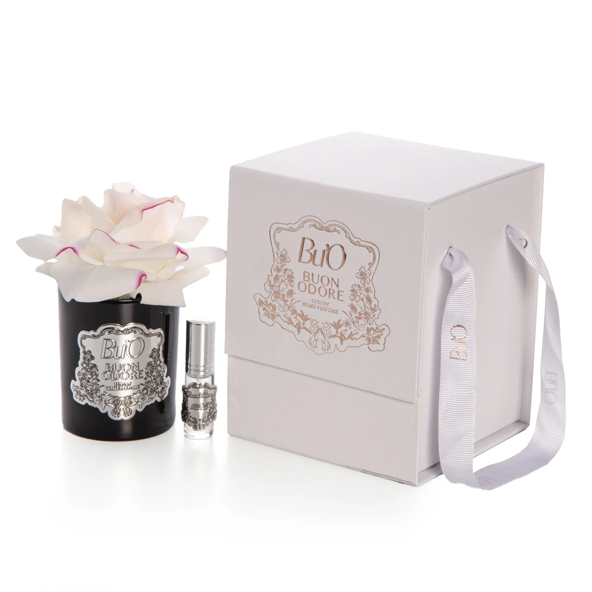 Siyah Cam Silver Tek Gül Luxury Home Perfume