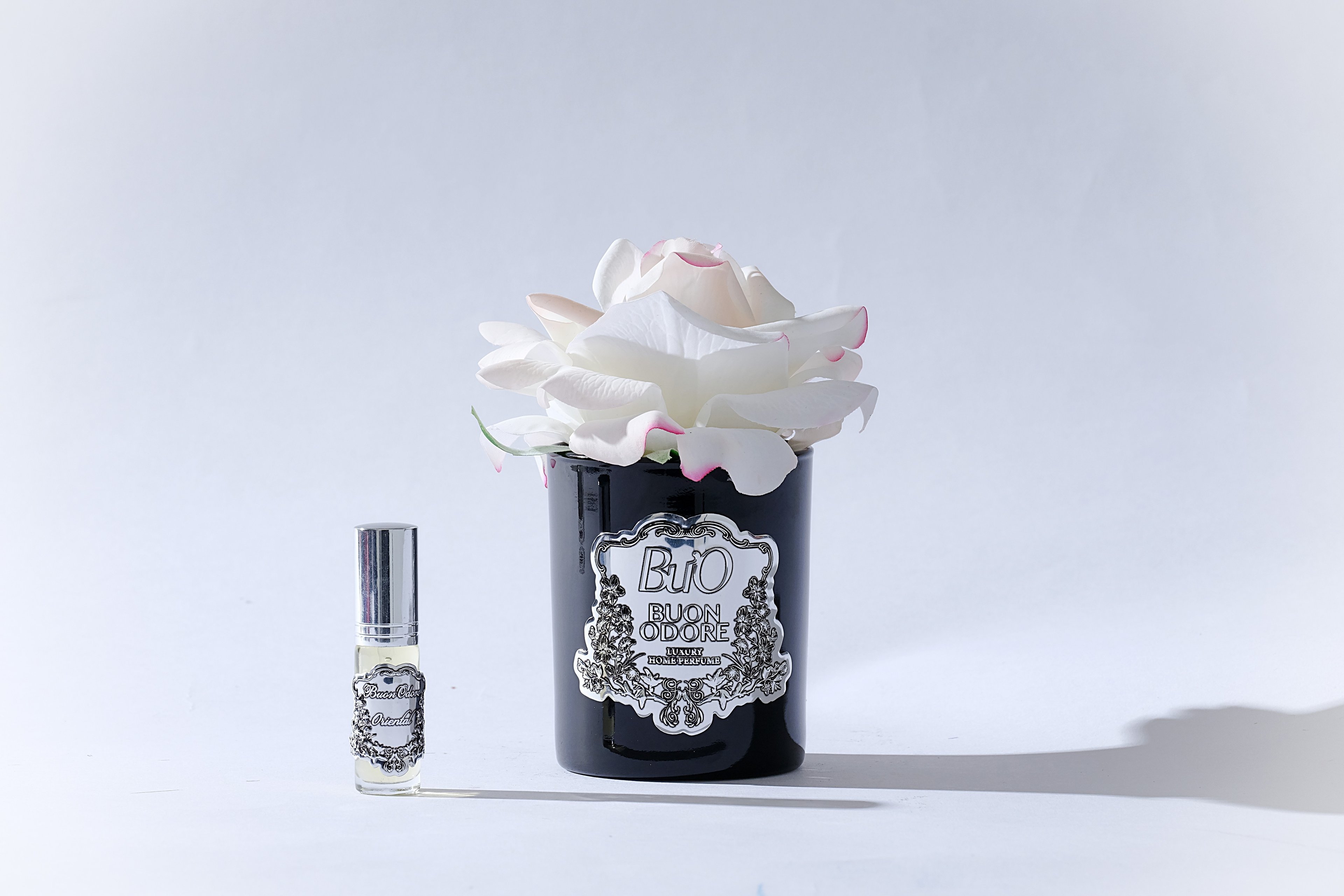 Siyah Cam Silver Tek Gül Luxury Home Perfume