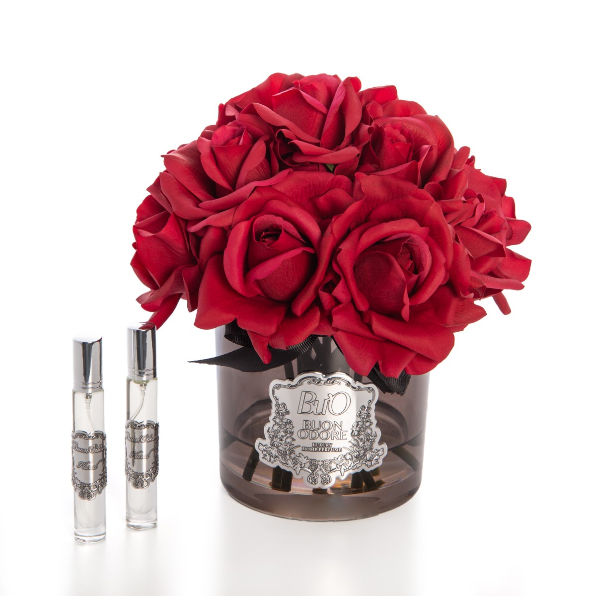 Füme Cam Silver 14 Gül Luxury Home Perfume - kırmızı
