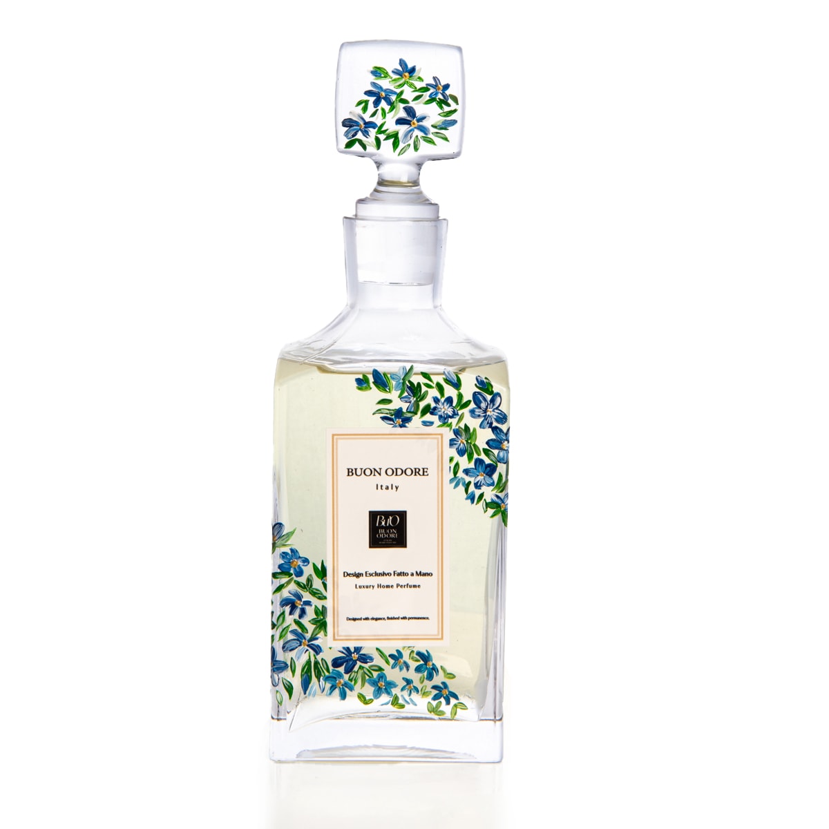 ÖZEL TASARIM EL BOYAMASI KARE CAM DIFFUSER - mavi