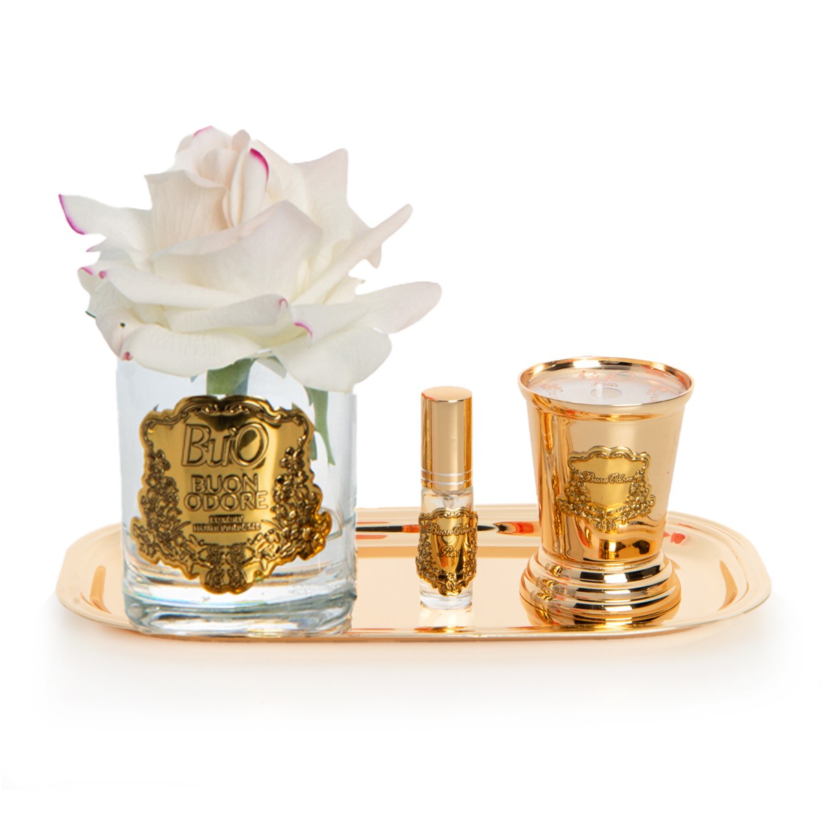 Gold Pirinç Mum ve Gül Set Luxury Home Perfume - allıklı