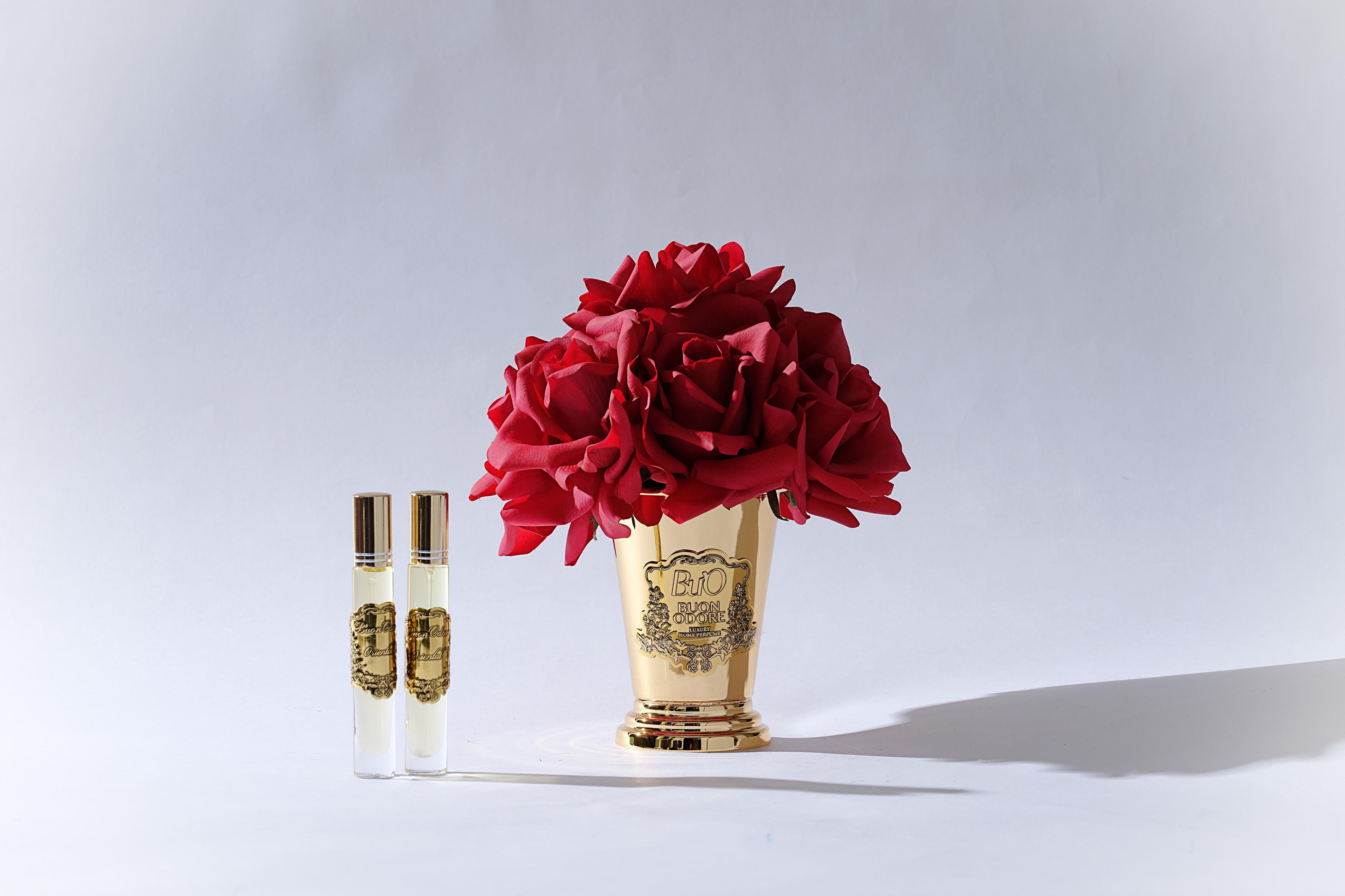 Gold Pirinç 7 Gül Luxury Home Perfume - kırmızı