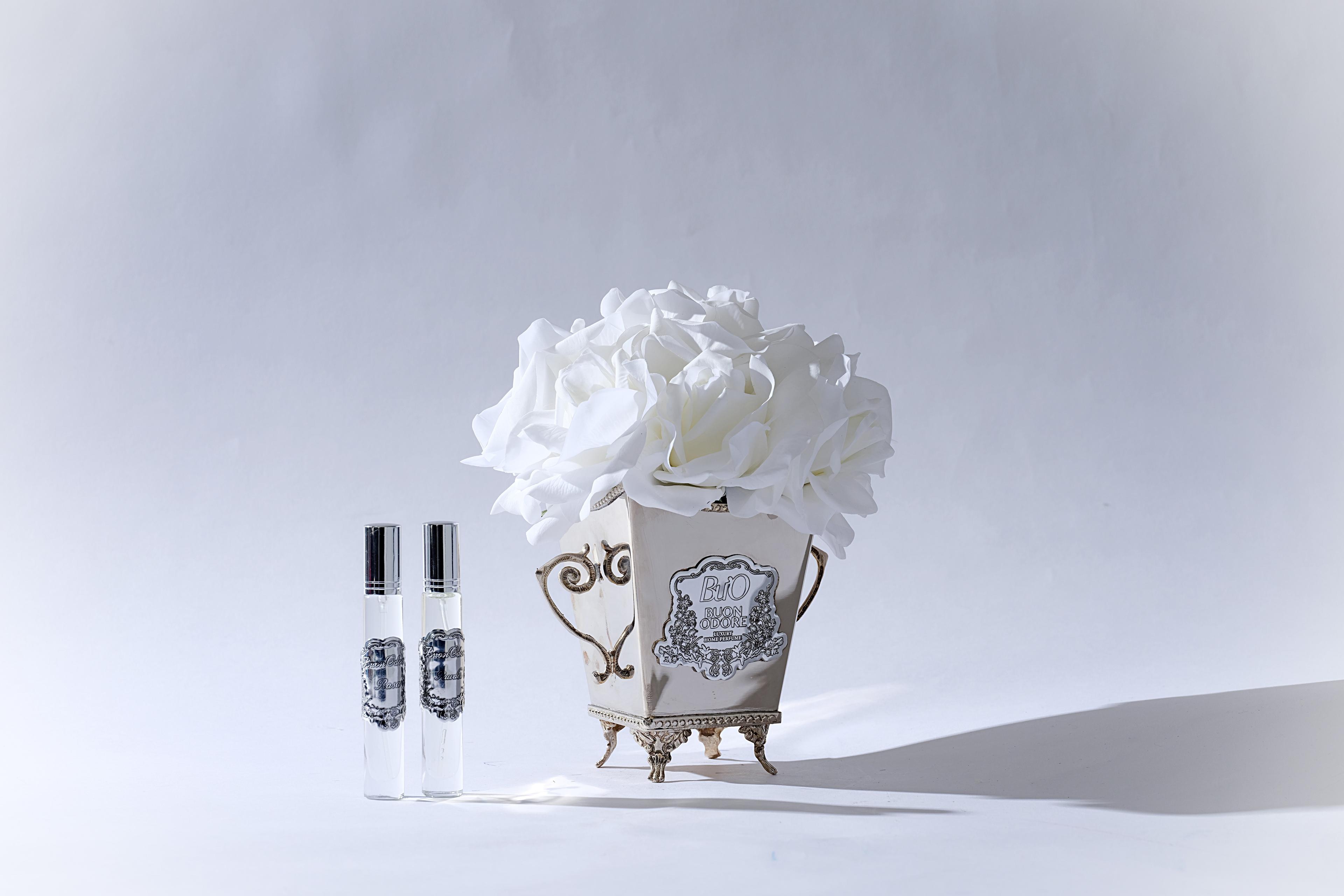 Silver Pirinç 10 Gül Luxury Home Perfume - beyaz