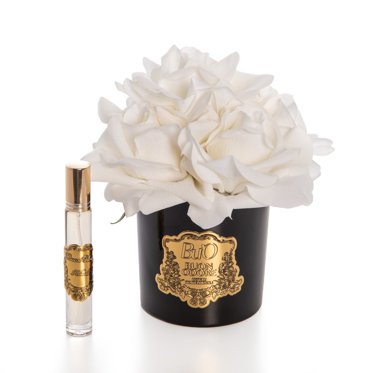 Siyah Cam Gold 5 Gül Luxury Home Perfume - beyaz