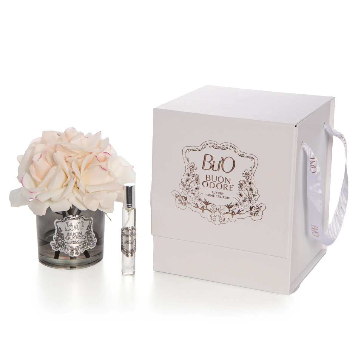 Smoked Glass Silver 5 Roses Luxury Home Perfume