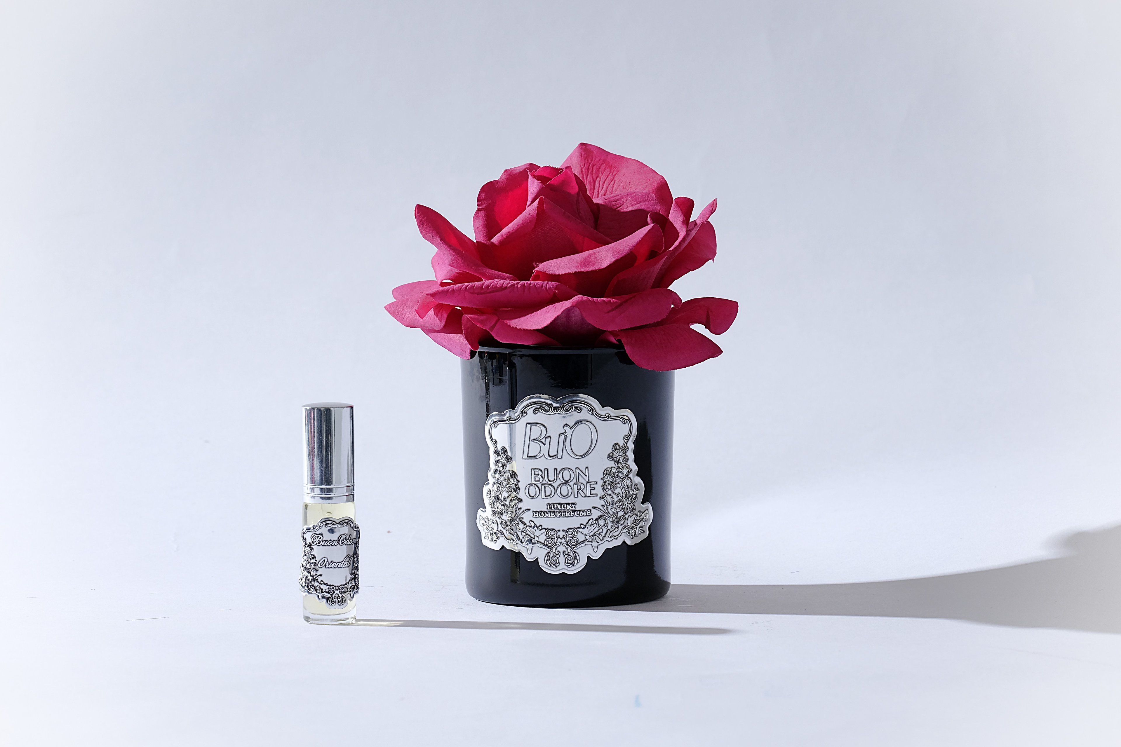 Siyah Cam Silver Tek Gül Luxury Home Perfume - bordo