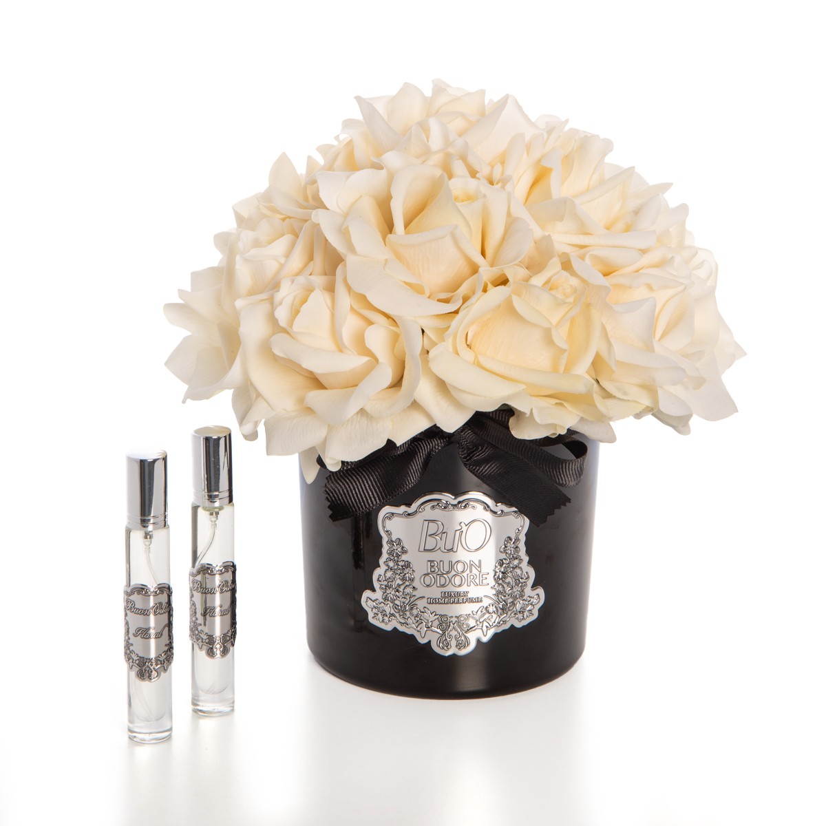 Siyah Cam Silver 14 Gül Luxury Home Perfume - krem