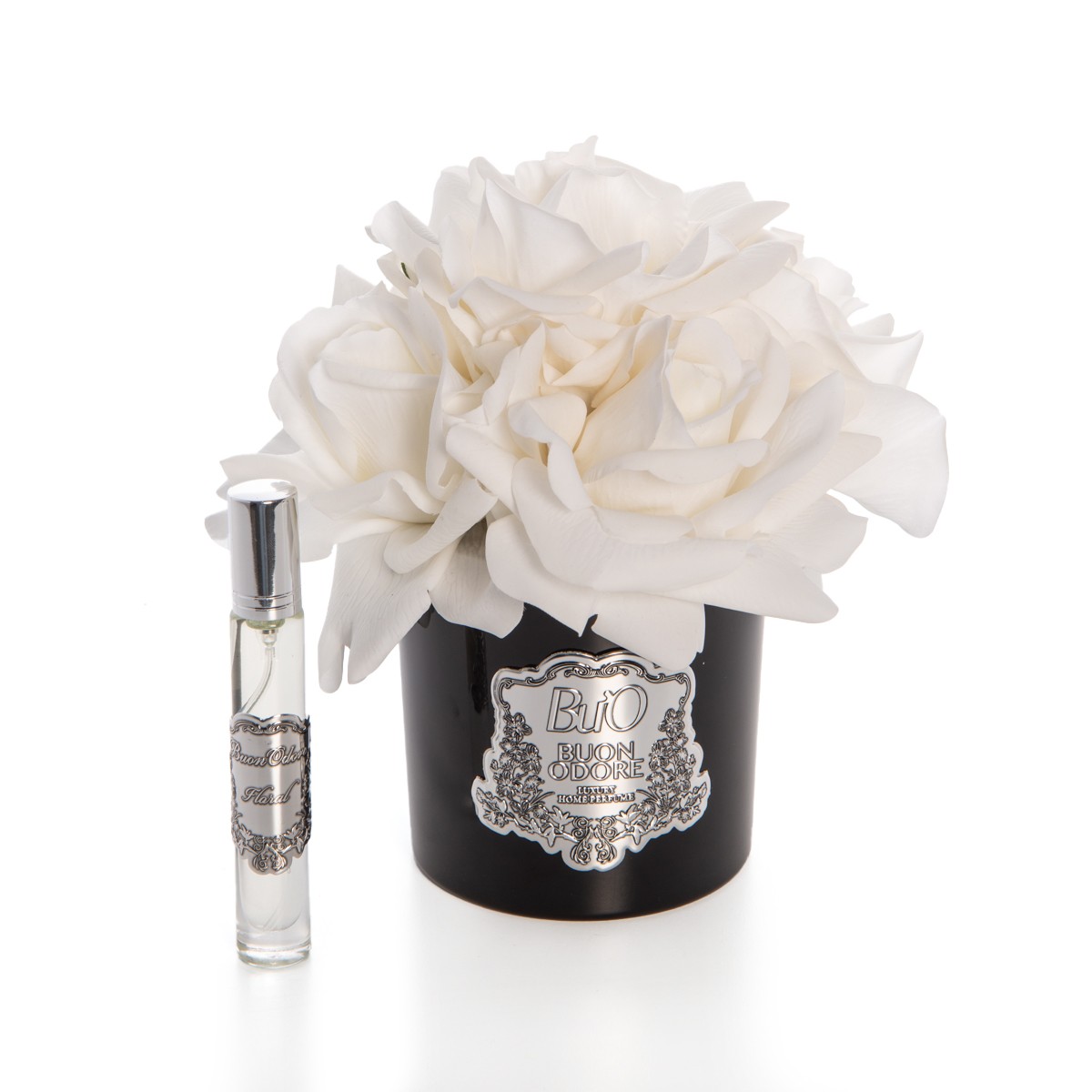Siyah Cam Sılver 5 Gül Luxury Home Perfume - beyaz