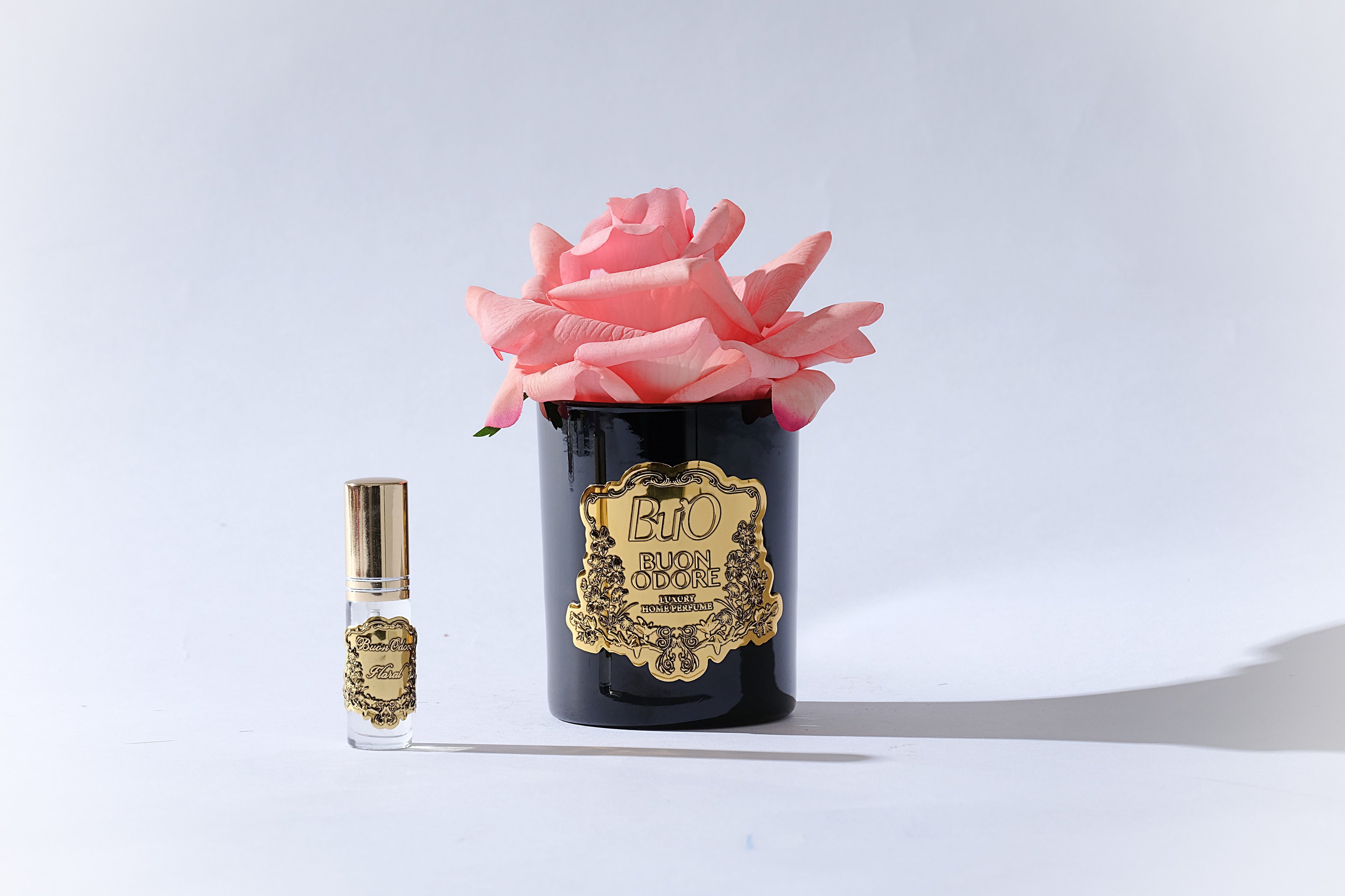 Siyah Cam Gold Tek Gül Luxury Home Perfume - mercan