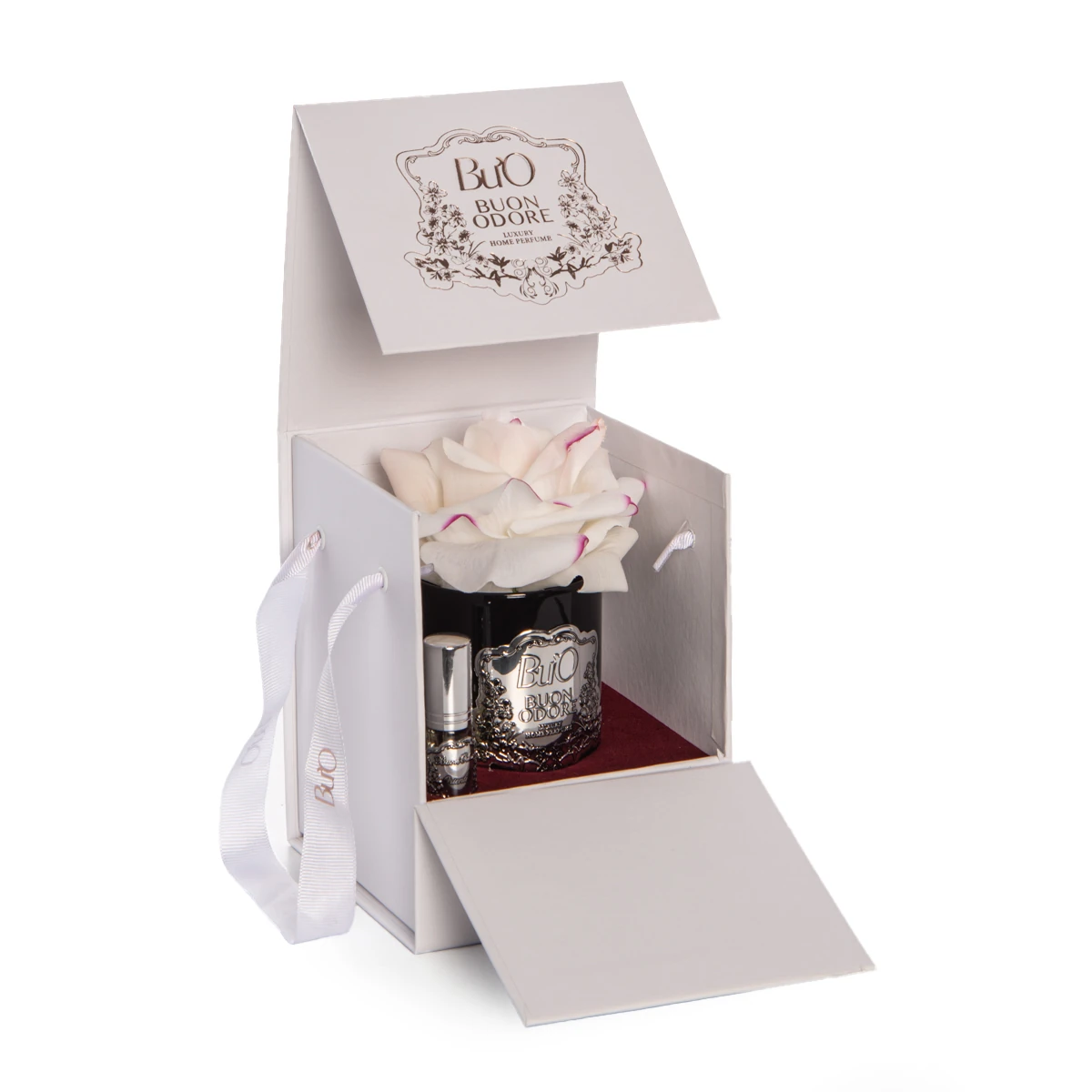 Siyah Cam Silver Tek Gül Luxury Home Perfume