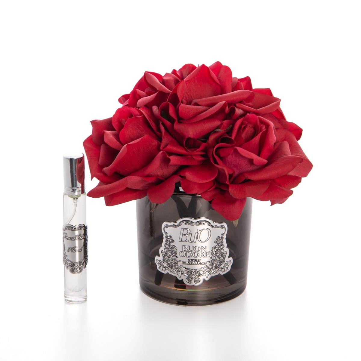 Füme Cam Silver 5 Gül Luxury Home Perfume - kırmızı