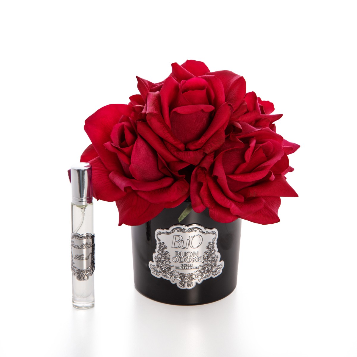 Siyah Cam Sılver 5 Gül Luxury Home Perfume - kırmızı