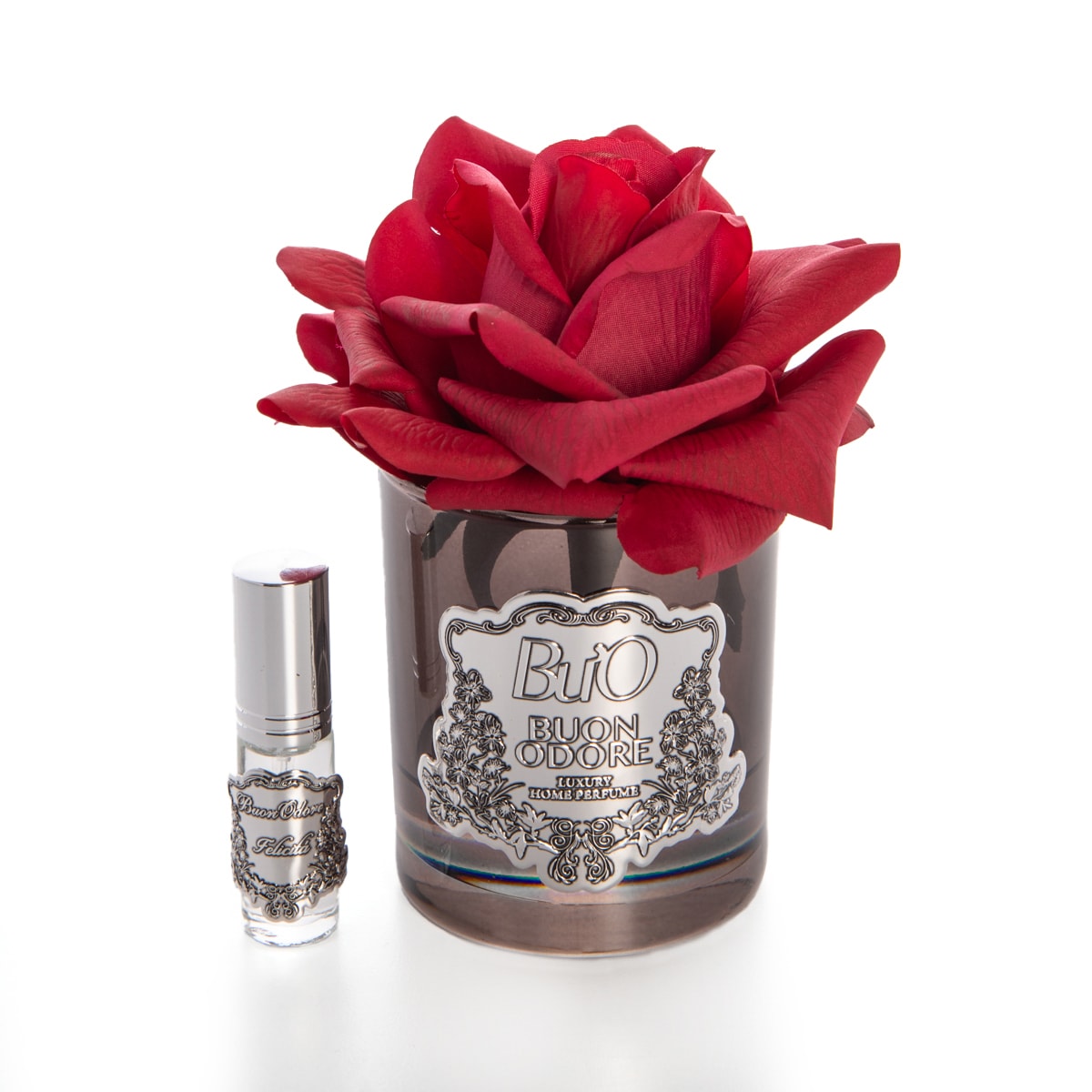 Füme Cam Silver Tek Gül Luxury Home Perfume - kırmızı