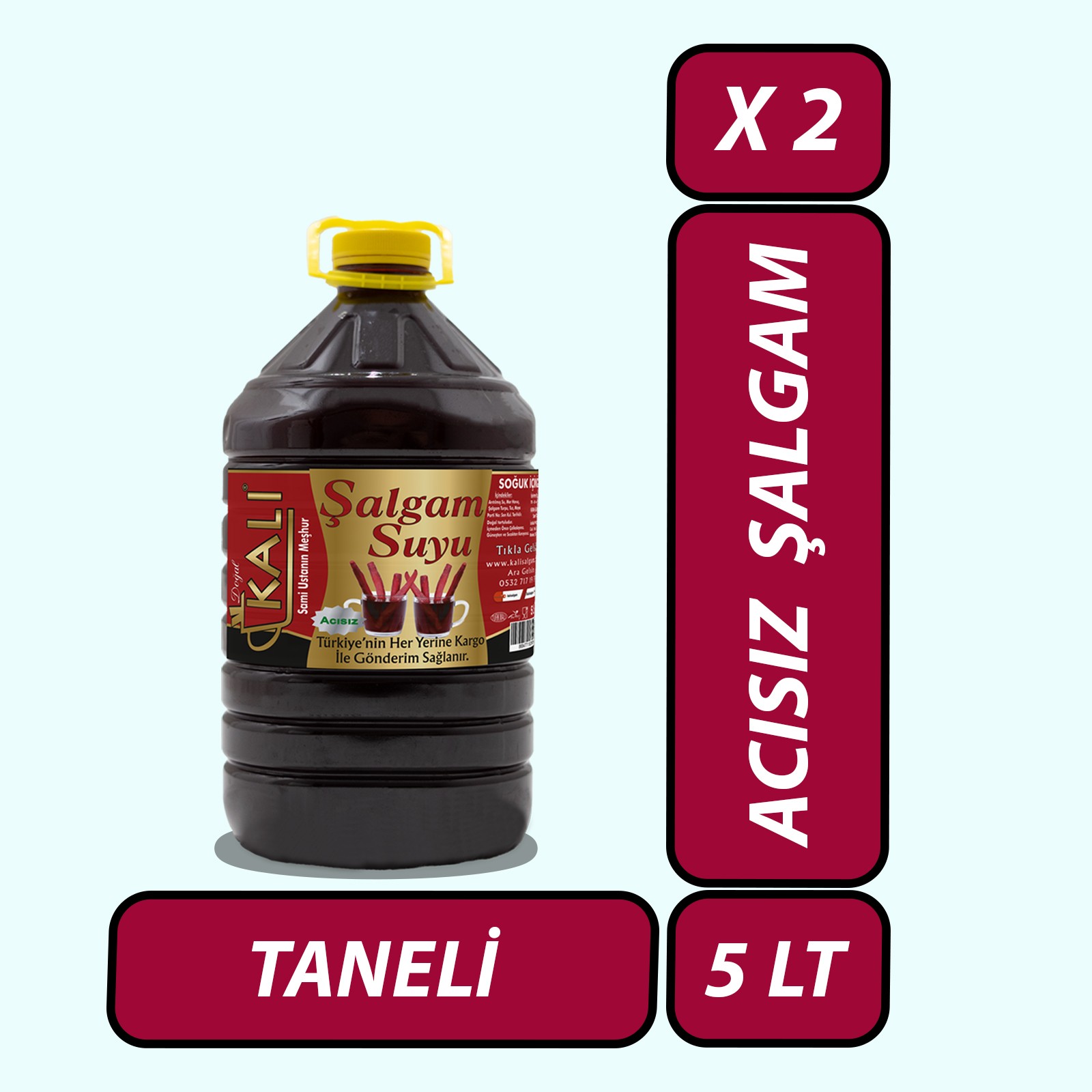 Kalı Şalgam Ev Yapımı Şalgam Suyu (2 ad. 5 lt.) (Acısız-Taneli) (Acı Sosu Yanında)