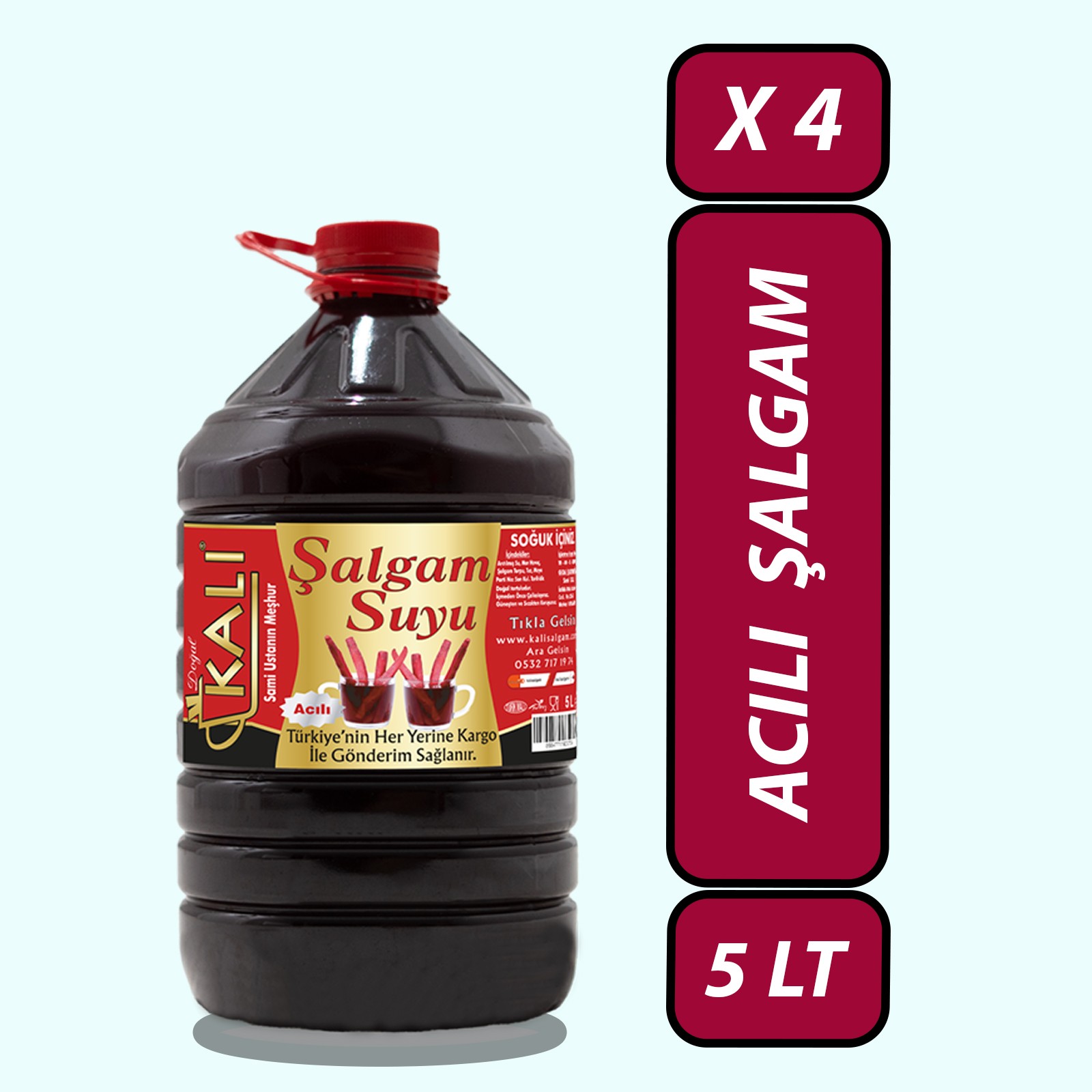 Kalı Şalgam Ev Yapımı Şalgam Suyu (4 ad. 5 lt.) (Acılı-Tanesiz)