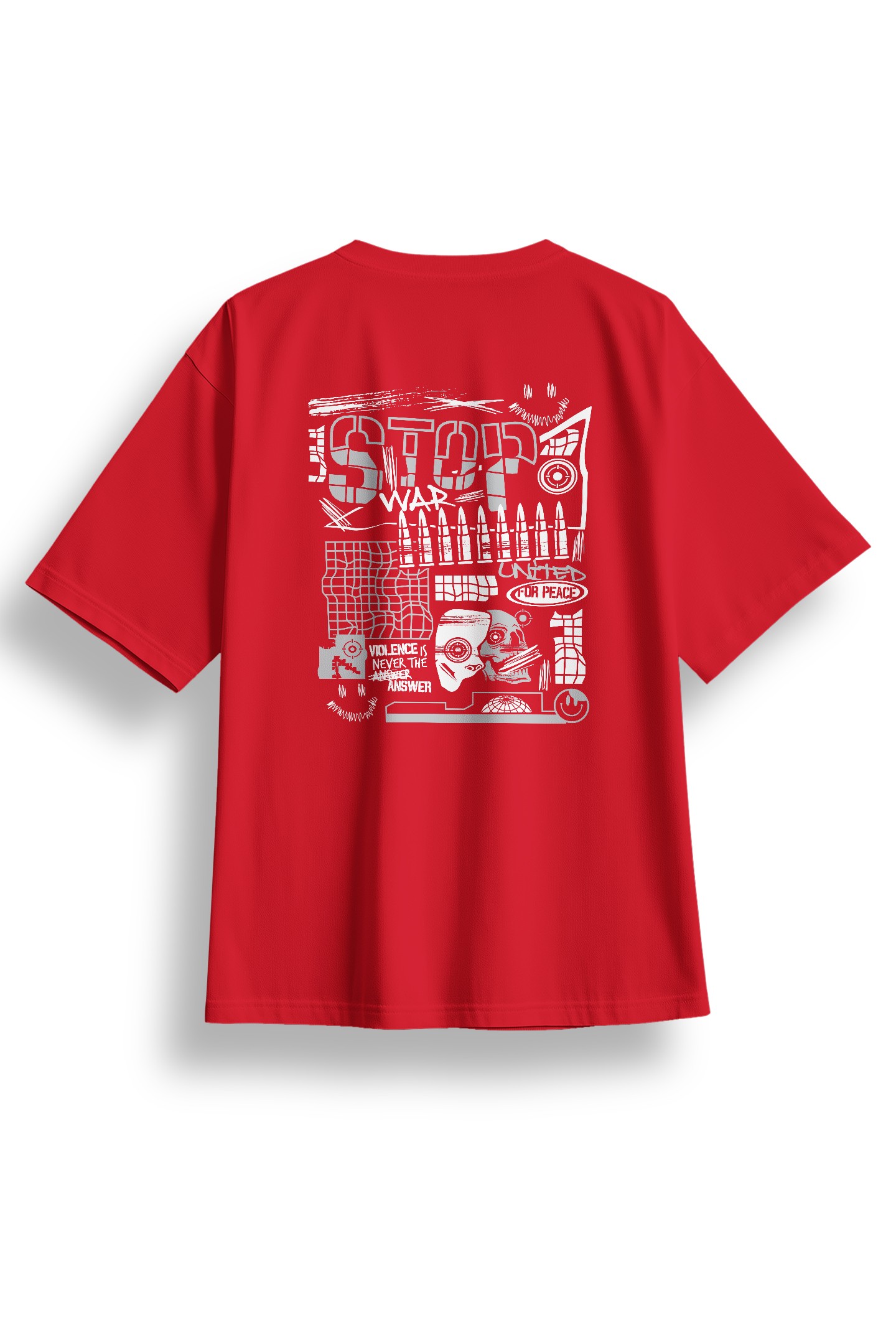 Oversize Stop War Baskılı Tshirt